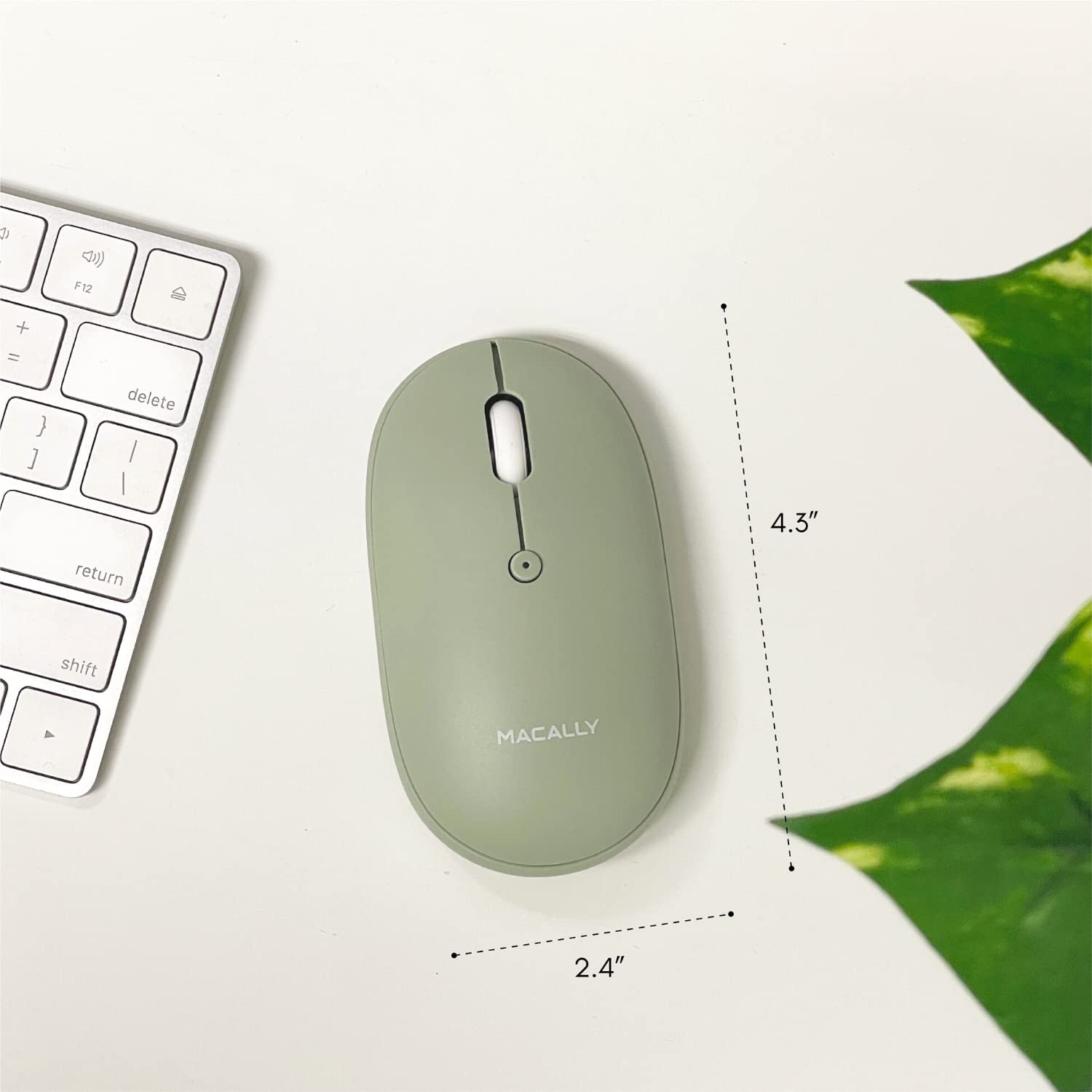 Macally Wireless Bluetooth Mouse - Rechargeable, Quiet & Ergonomic Mouse for MacBook Air/Pro, iMac, iPad, Windows PC - Strong Connection for Laptop & Desktop Use - Perfect for Office, Travel & Home Computing