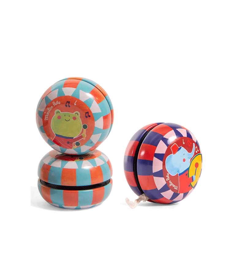 Moulin Roty Frog Metal Yoyo - Classic Wooden Yo-Yo Toy for Kids & Adults - Perfect for Outdoor Play, Stress Relief & Skill Development