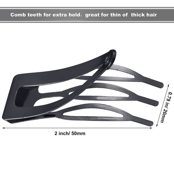 Premium Metal Snap Hair Clips - Double Grip Hairpins & Barrettes for Women & Girls | Non-Slip Reusable Hair Accessories (Black, 6-Pack) | Perfect for School, Work, Parties & Everyday Styling