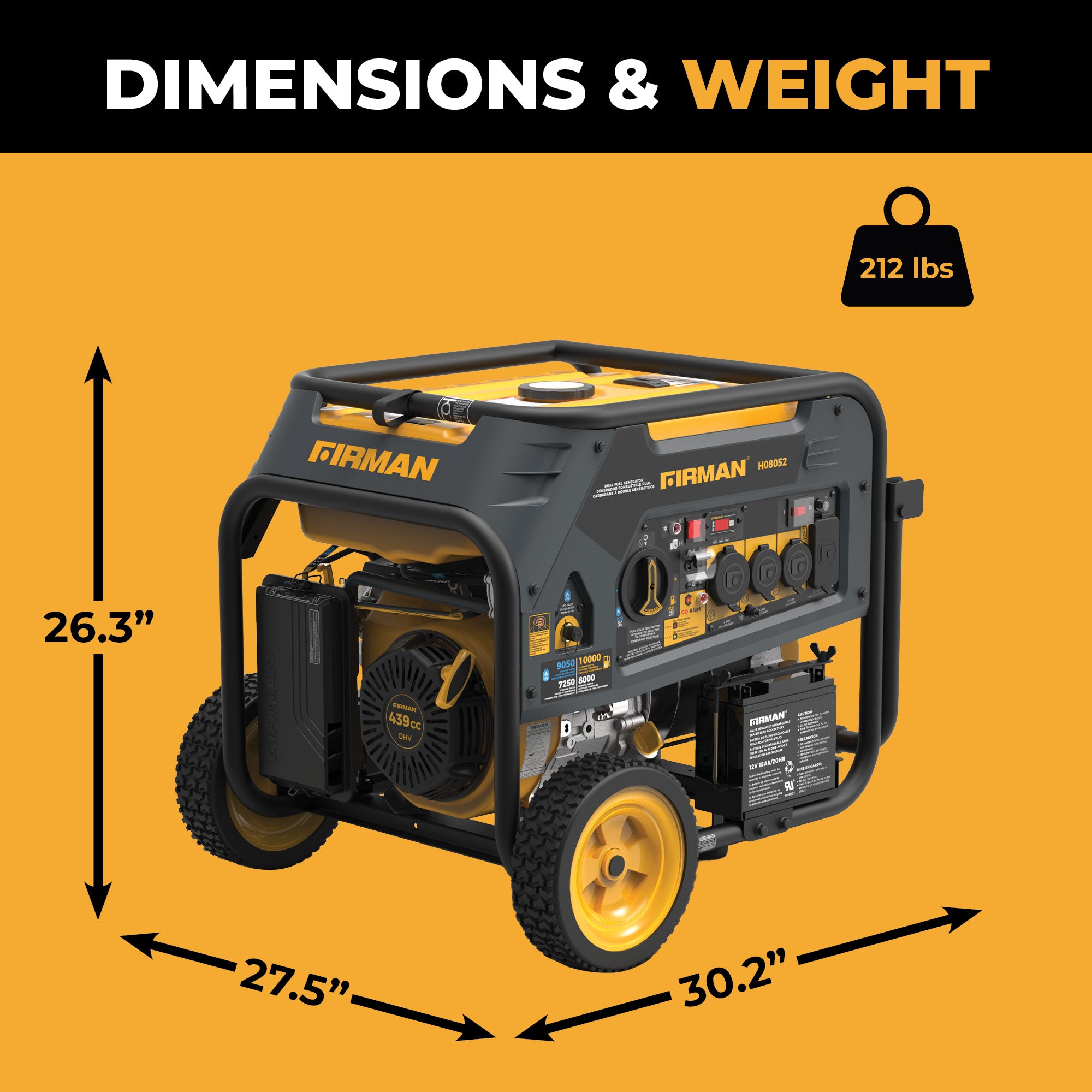 10000W Dual Fuel Portable Generator with Electric Start - 120/240V Output & CO Alert - Perfect for Home Backup Power, Camping, and Outdoor Events