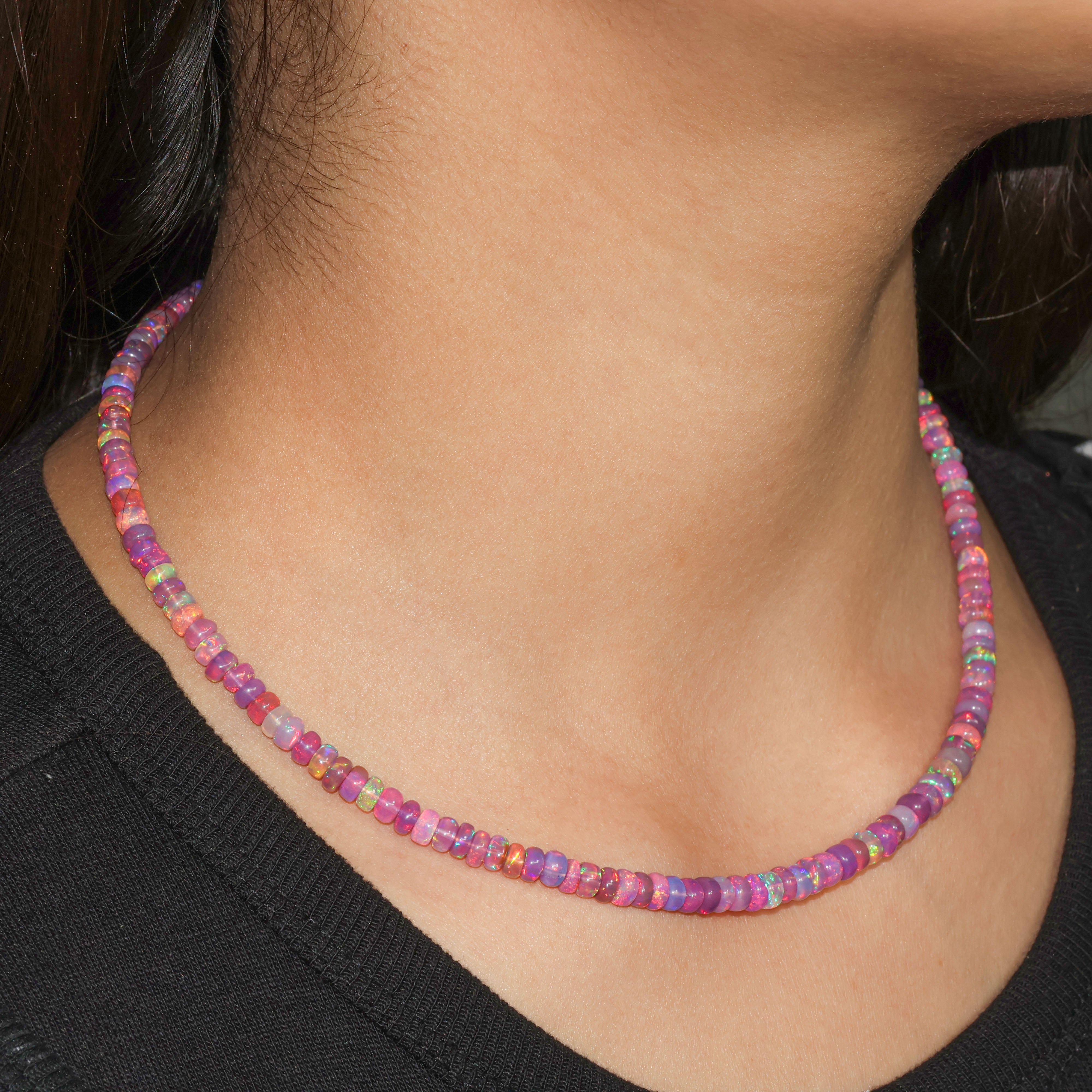 Natural Purple Opal Dark Color Plain Beaded Necklace for Women - Elegant Handmade Jewelry Gift for Birthday, Anniversary & Special Occasions