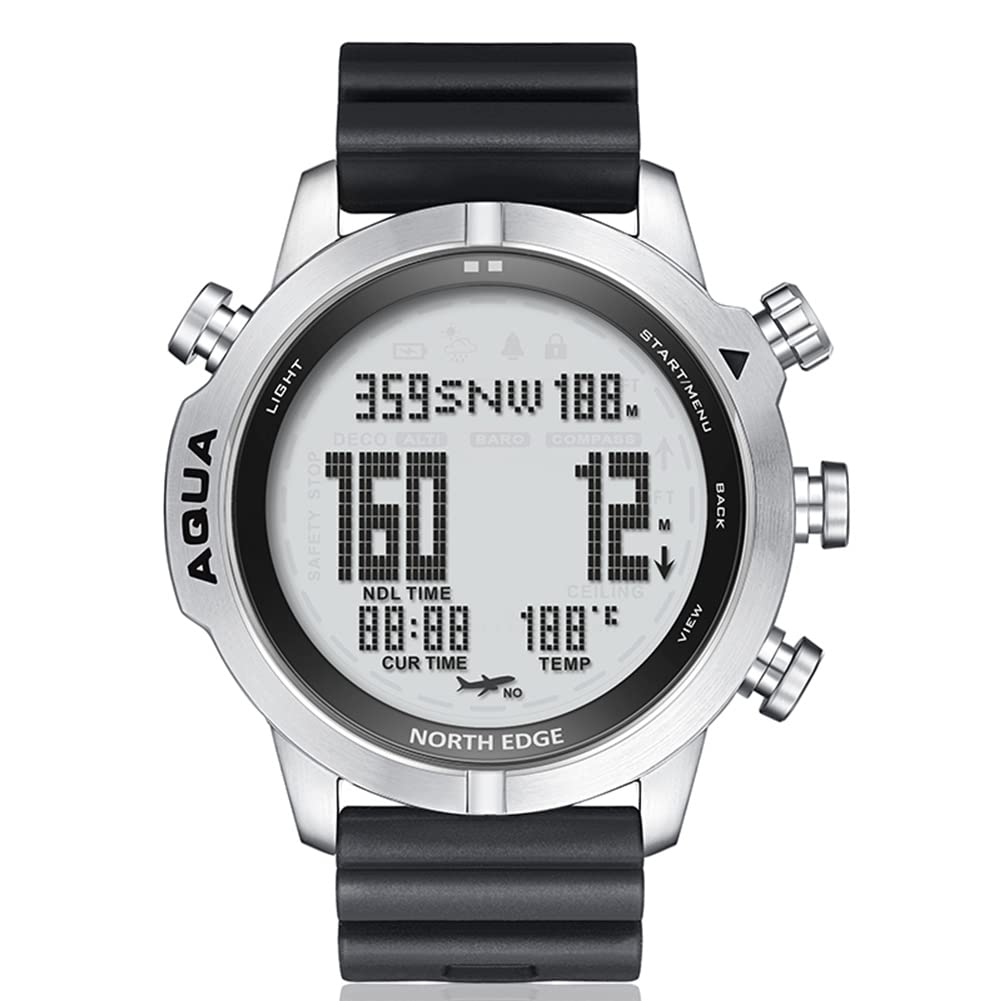 Men's 100M Waterproof Dive Computer Watch with Compass & Sensors for Scuba Diving & Outdoor Sports