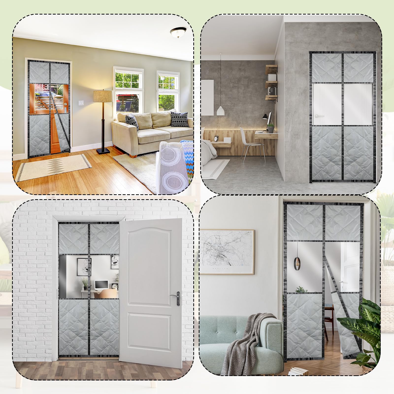 2 Pack Magnetic Insulated Door Curtain - Winter Windproof Thermal Doorway Cover with Visible Window, Keep Warm & Soundproof Blanket (Fits 34x80 Inch) - Perfect for Homes, Offices & Apartments to Block Drafts & Save Energy