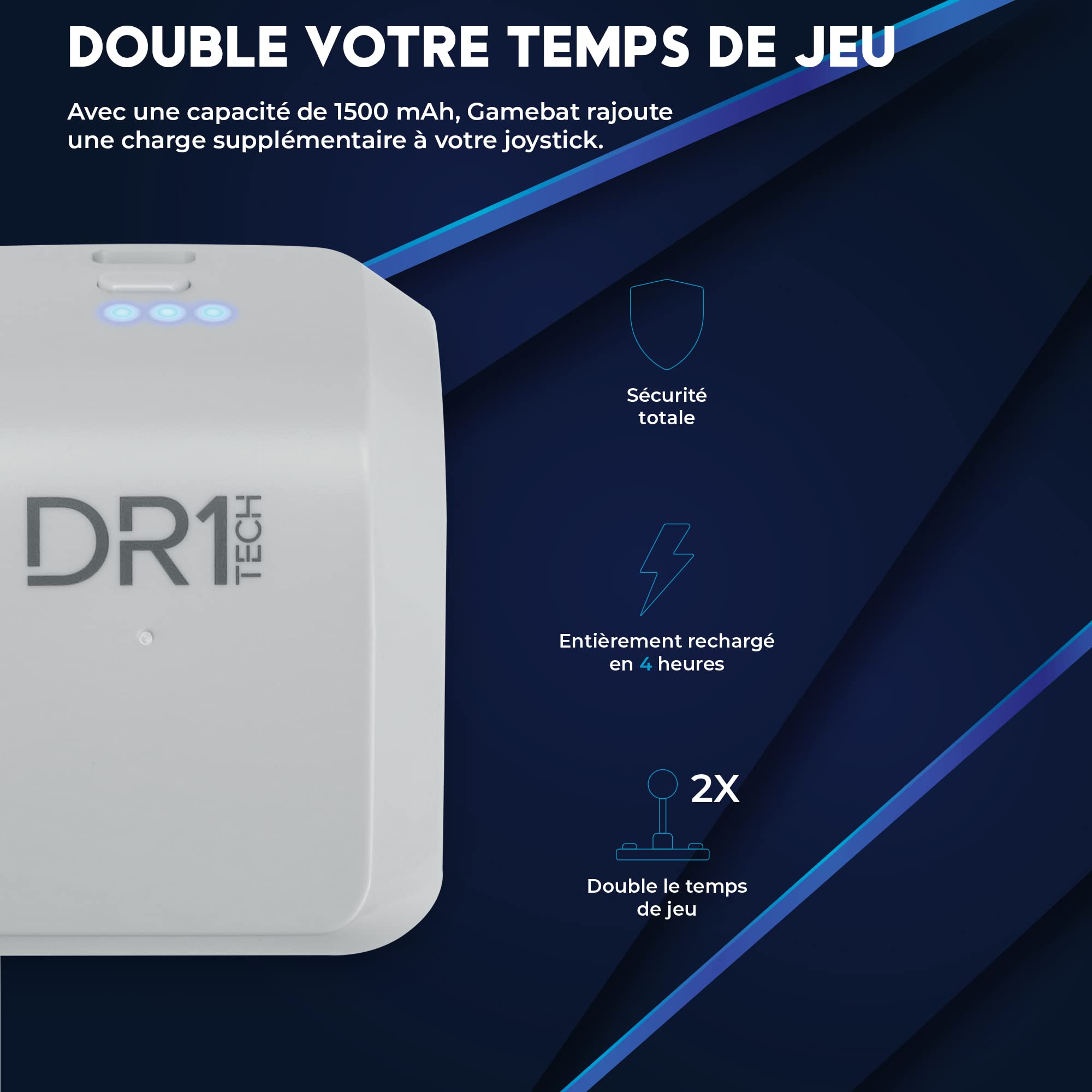DR1TECH 1500mAh Rechargeable Battery for PS5 DualSense Controller - Extended Playtime, Ergonomic Design (White) | Perfect for Gaming Marathons & Wireless Play | PS5 Accessories & Replacement Battery Pack