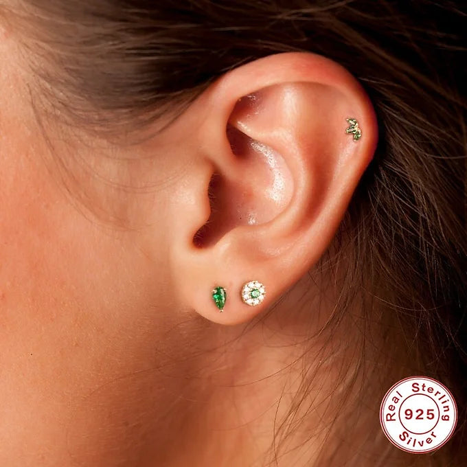 16G Flat Back Crescent Moon Stud Earrings with Labret Back | Hypoallergenic Body Jewelry for Cartilage, Helix, Tragus Piercing | Perfect for Everyday Wear & Gifting