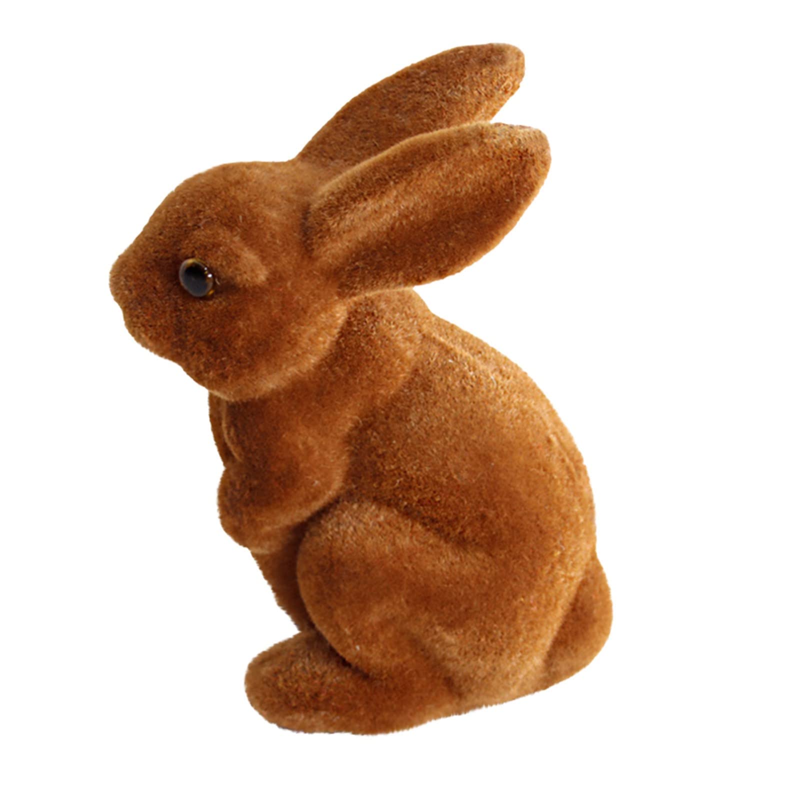 Realistic Flocked Rabbit Figurine - Resin Easter Bunny Decor for Spring Tabletop, Christmas Tree Ornaments & Holiday Gift (One Size) | Perfect for Easter Decorations, Christmas Tree Trimming & Seasonal Home Décor