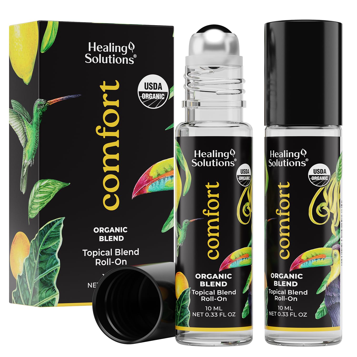 Healing Solutions (2 Pack) Stress Relief Essential Oil Roll-On - USDA Certified Organic Aromatherapy for Relaxation & Self Care - Perfect Gift for Women - Use at Home, Office, or Travel for Instant Calm