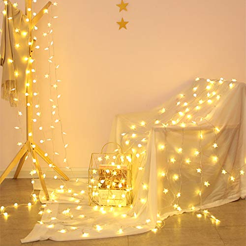 20ft LED Star String Lights with 40 Twinkling Stars - 2 Flashing Modes, Battery Operated Fairy Lights for Indoor & Outdoor Decor - Perfect for Christmas, Wedding, Party, Bedroom, Patio, Lawn (Warm White) | Create Magical Atmosphere for Holidays & Special Events