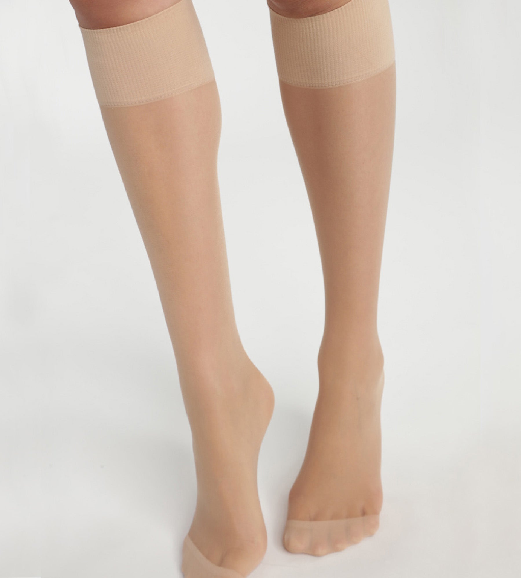 2 Pairs of Reinforced Lycra Mesh Knee-High Socks in Beige - Ultra Durable & Comfortable for Work, Sports & Everyday Wear