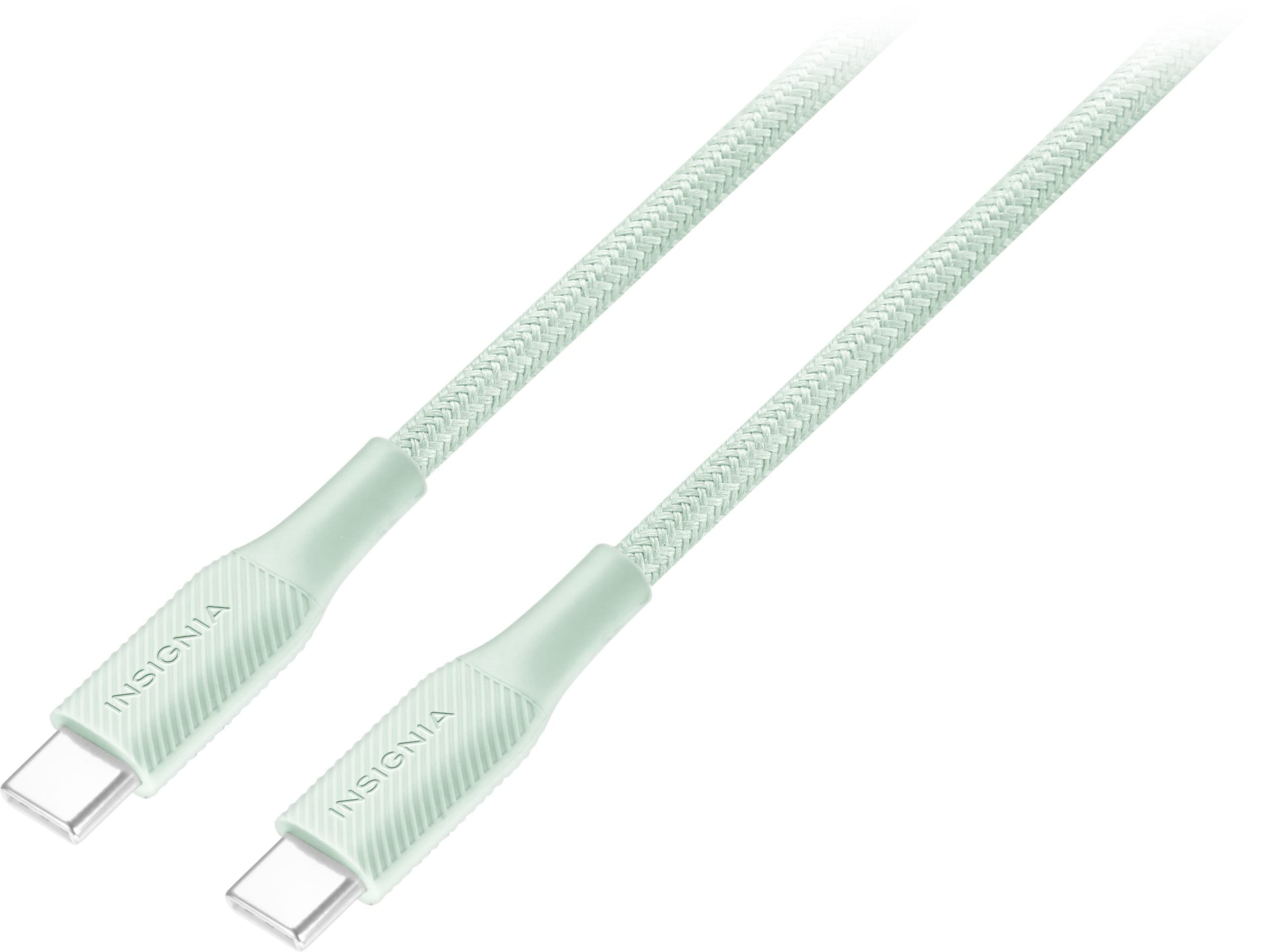 Insignia 5-Foot USB-C to USB-C Fast Charging & Data Sync Cable - Green | Compatible with iPhone 15, Samsung Galaxy, MacBook & More | Perfect for Home, Office & Travel Charging