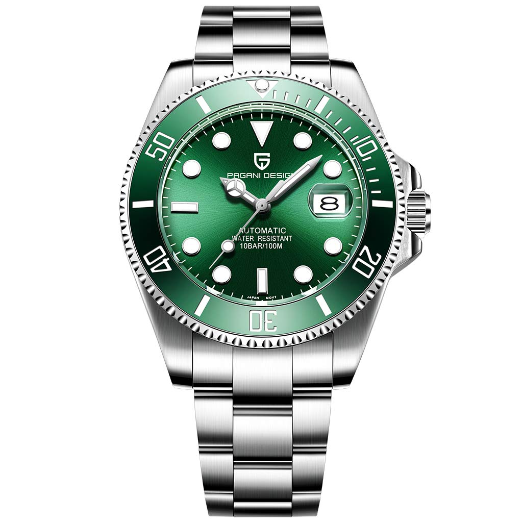 Pagani Design 1639 Automatic Mechanical Men's Watch - 100M Waterproof Stainless Steel Dress Watch for Business & Casual Wear - Submariner Style Analog Wristwatch for Men | Perfect for Office, Dating & Outdoor Activities