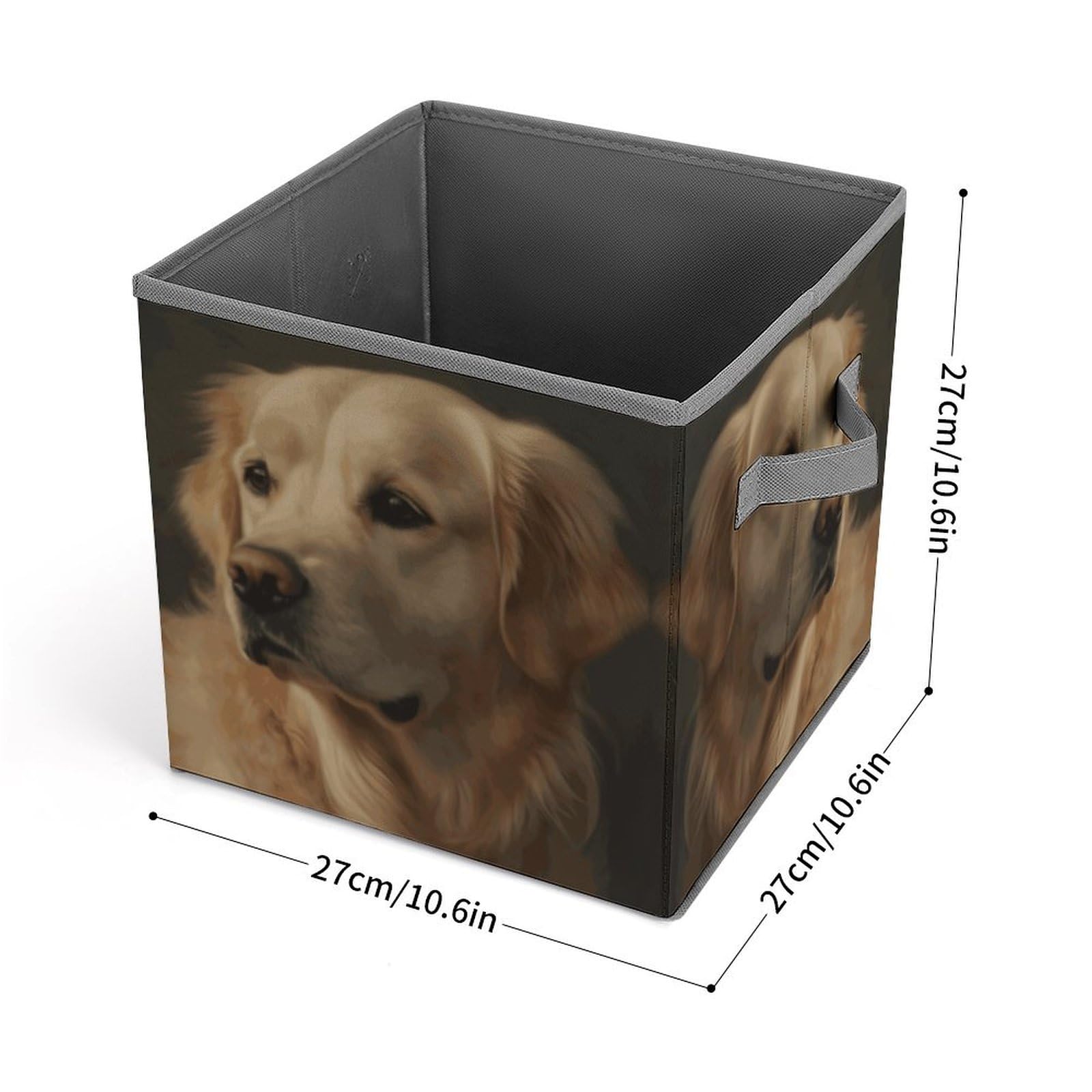 Golden Retriever Pattern Foldable Storage Box with Handle - Closet Organizer Bins for Clothes, Cabinet & Shelf Organization | Perfect for Bedroom, Nursery & Pet Supplies Storage
