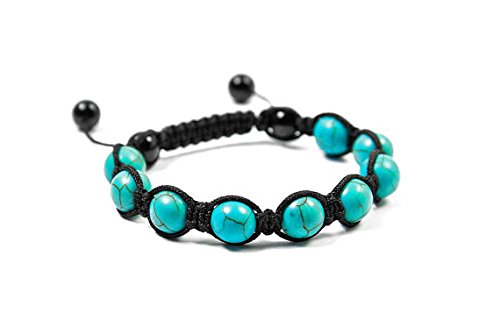 10mm Blue Turquoise Shamballa Bracelet for Women & Men - Adjustable Howlite Beaded Bracelet - Boho Chic Jewelry for Yoga, Meditation & Everyday Wear