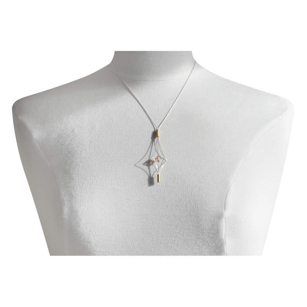 Sterling Silver & Gold Plated Lantern Crystal Necklace - Large Size Elegant Pendant for Women, Perfect for Parties, Weddings & Special Occasions