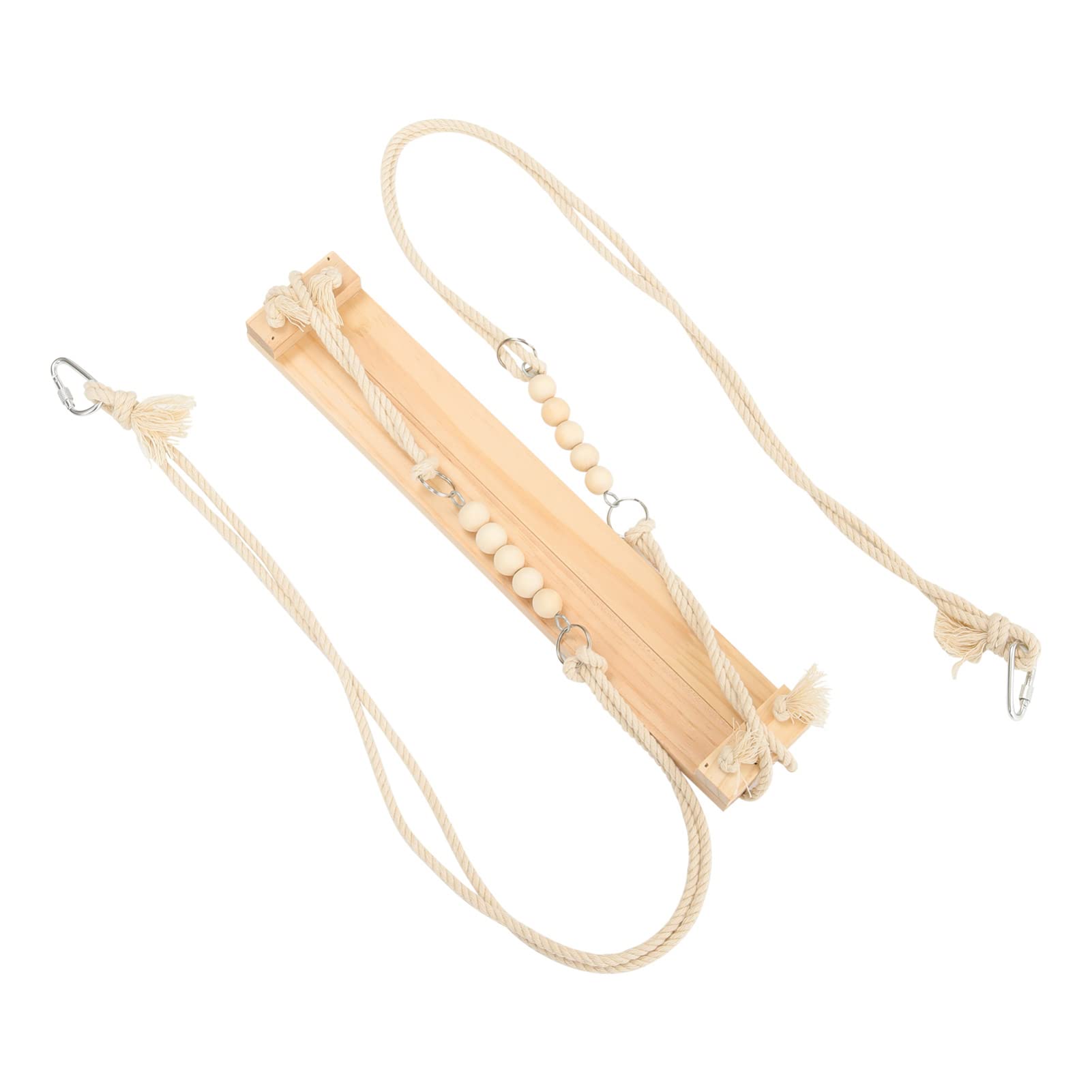 POPETPOP Wooden Bird Parrot Teething Toys - Chewable Climbing Accessories, Perch Swing & Hammock for Parrots - Safe & Durable Bird Toys for Play, Exercise & Teething Relief