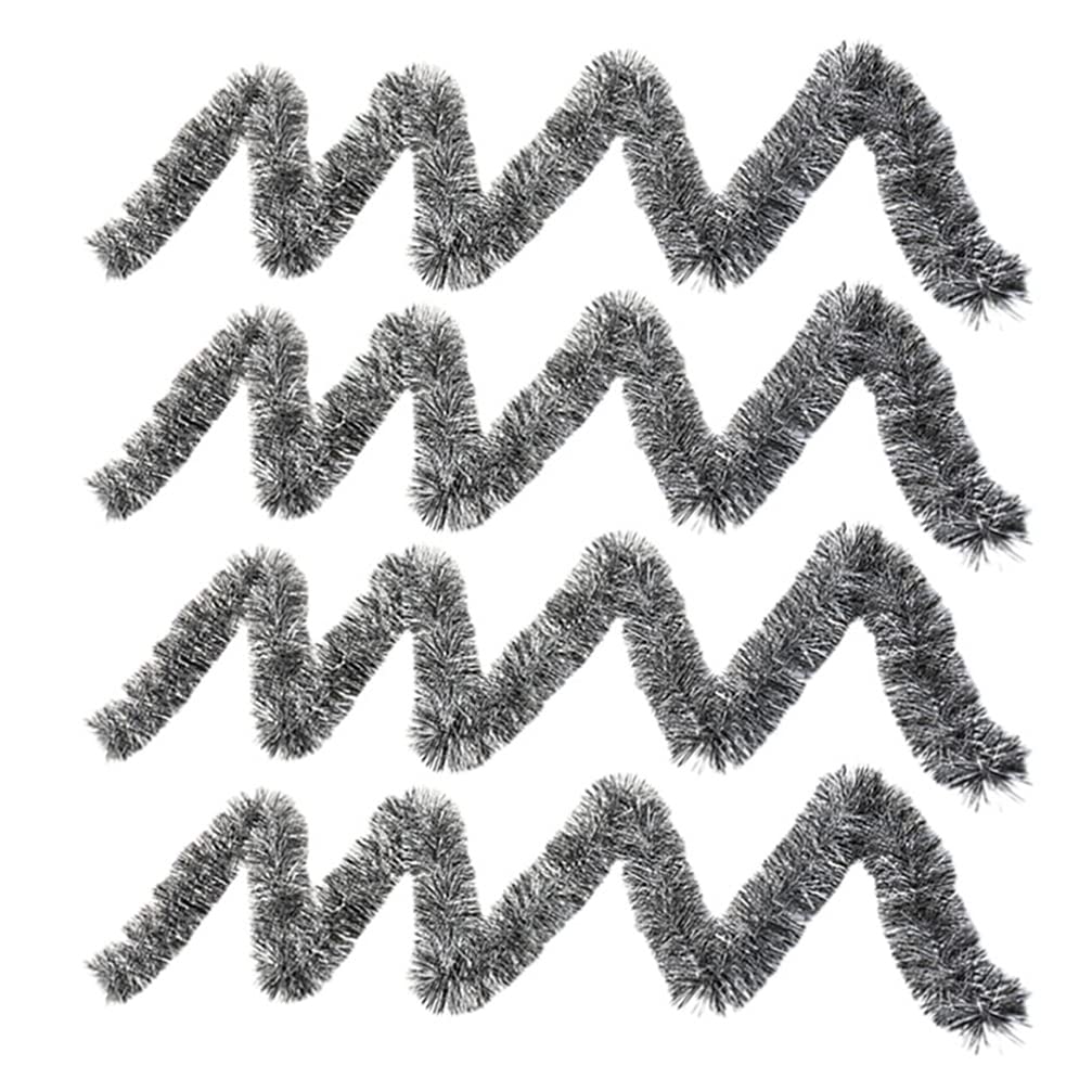 PRETYZOOM 4 Pack Graduation Tinsel Garland 2024 - Gold Black Party Decorations for Graduation Ceremony, Classroom Decor, Congrats Party Supplies (Silver) | Perfect for Graduation Parties, School Events & Home Decorations
