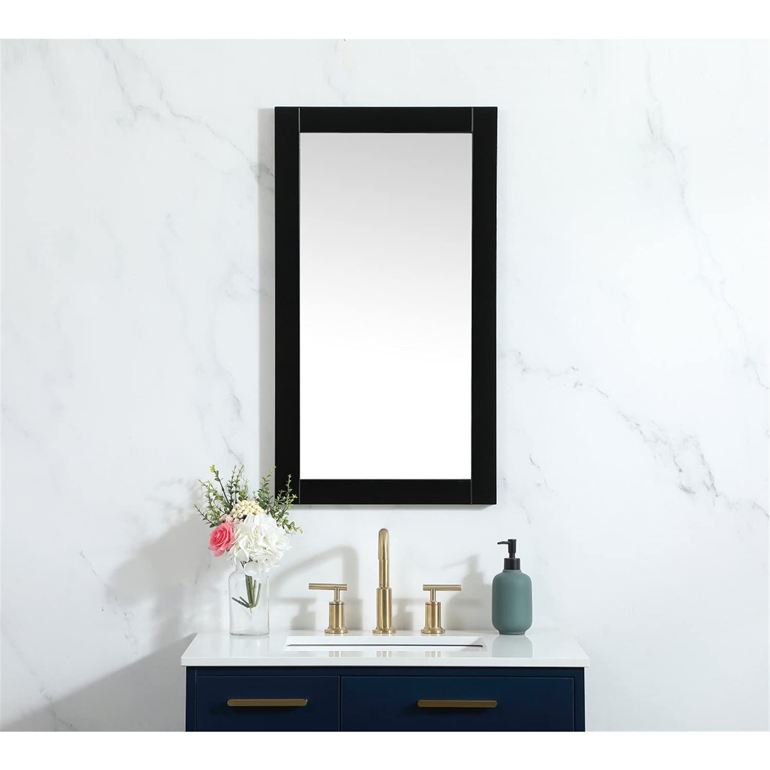 Elegant Black MDF Vanity Mirror 18x32 for Bathroom Decor