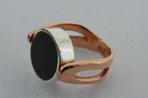 Obsidian and Copper Flip Ring for Men & Women - Elegant Handmade Jewelry for Everyday Wear, Gifts, and Special Occasions
