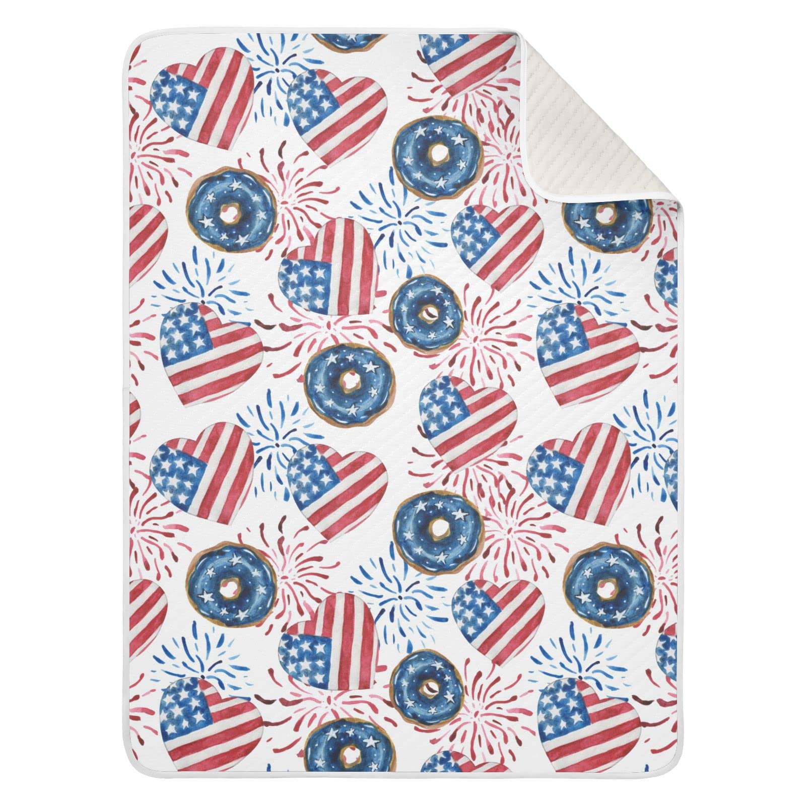 JIPONI Super Soft & Warm Baby Blanket - 30x40 Inch Personalized Donut & USA Flag Design for Boys & Girls | Perfect for Nursery, Swaddling, Stroller & Gift Giving