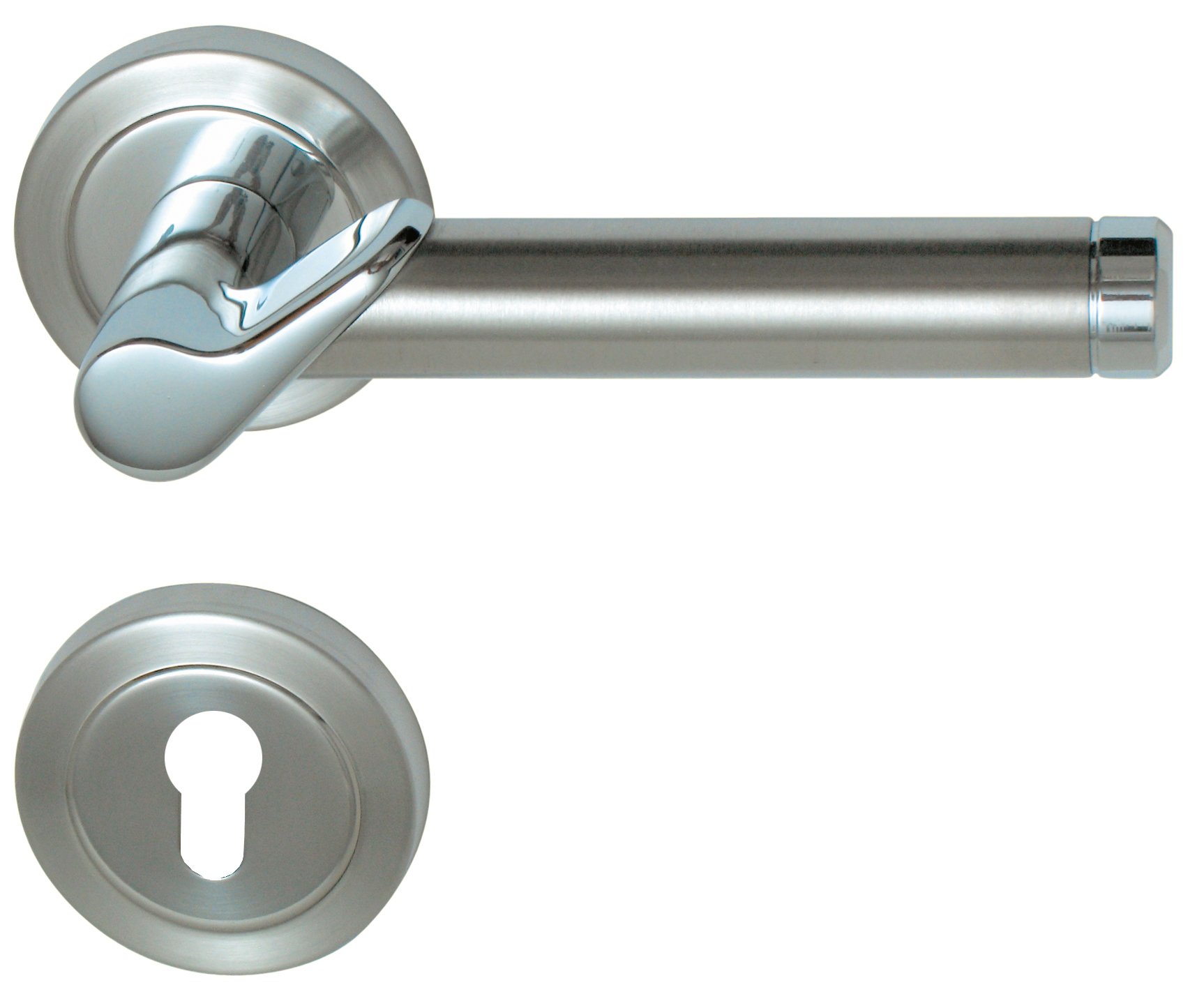 Elaine - Premium R Door Fitting Brass Chrome/Satin Stainless Steel Front Door Handle Set 32969913 PZ - Durable Entry Door Hardware for Home Security & Style