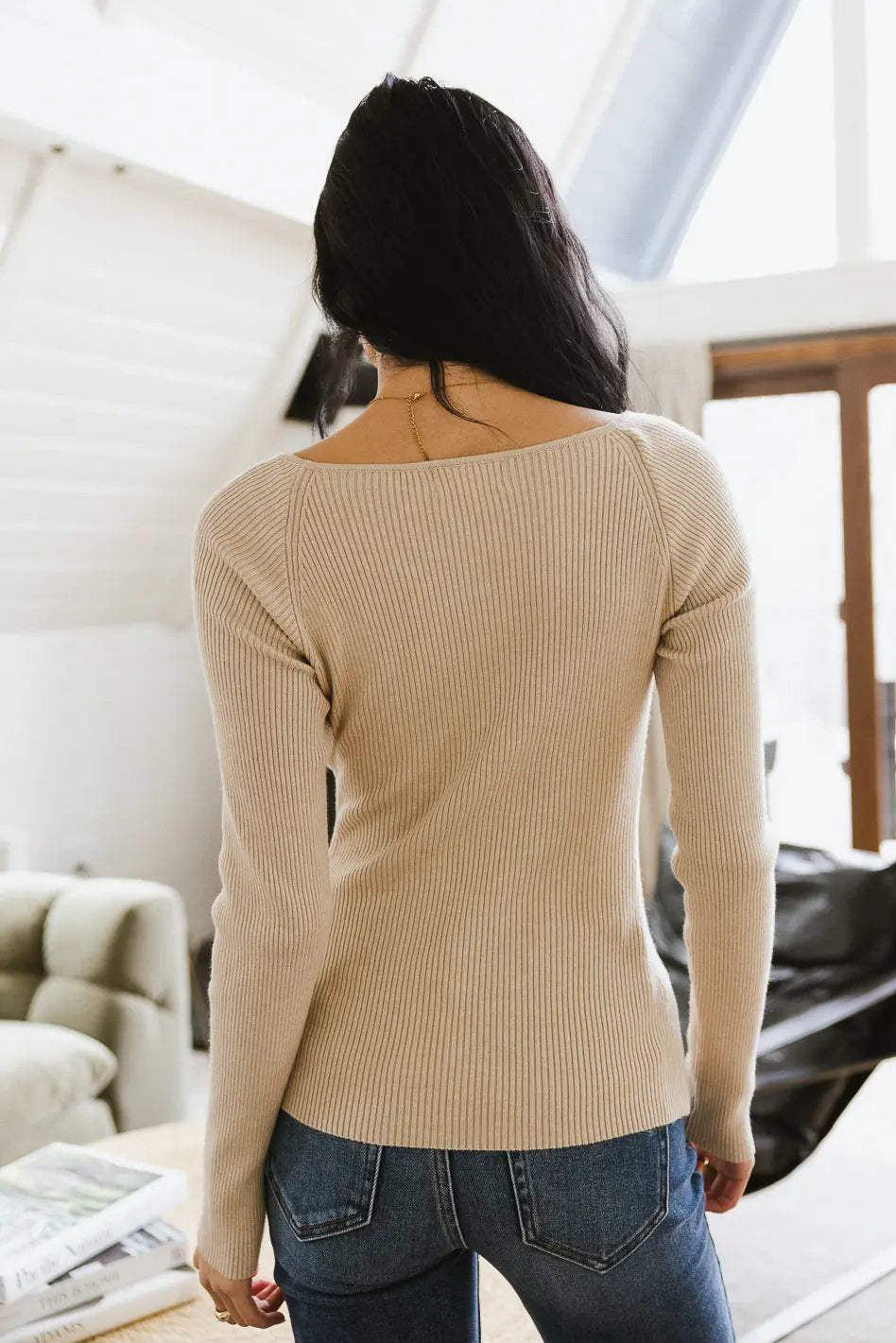 Oatmeal Nyla Ribbed Sweater for Women | Cozy Knit Pullover | Perfect for Fall & Winter Outfits, Office Wear & Casual Dates