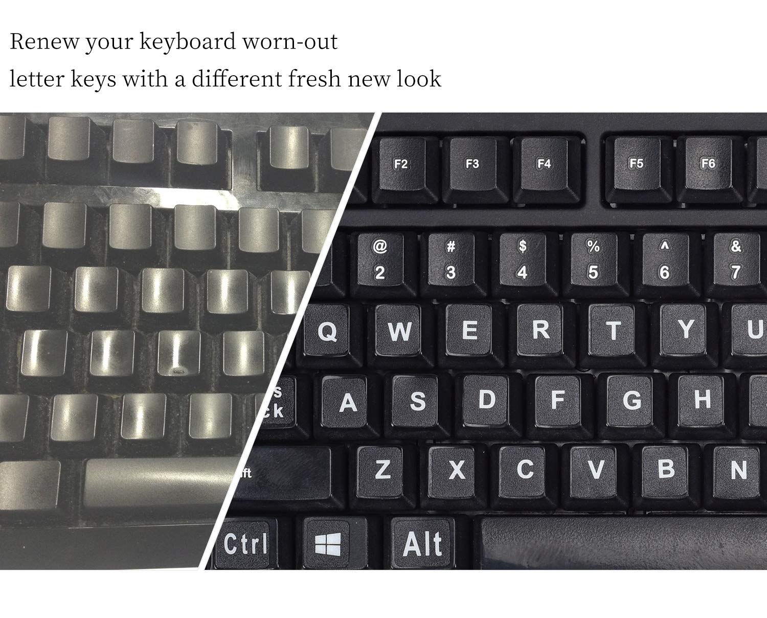 Universal English Keyboard Stickers - Large Letters Replacement Keys with White Font on Black Background for Laptop, PC, Computer, Notebook & Desktop - Perfect for Office, Gaming & Typing