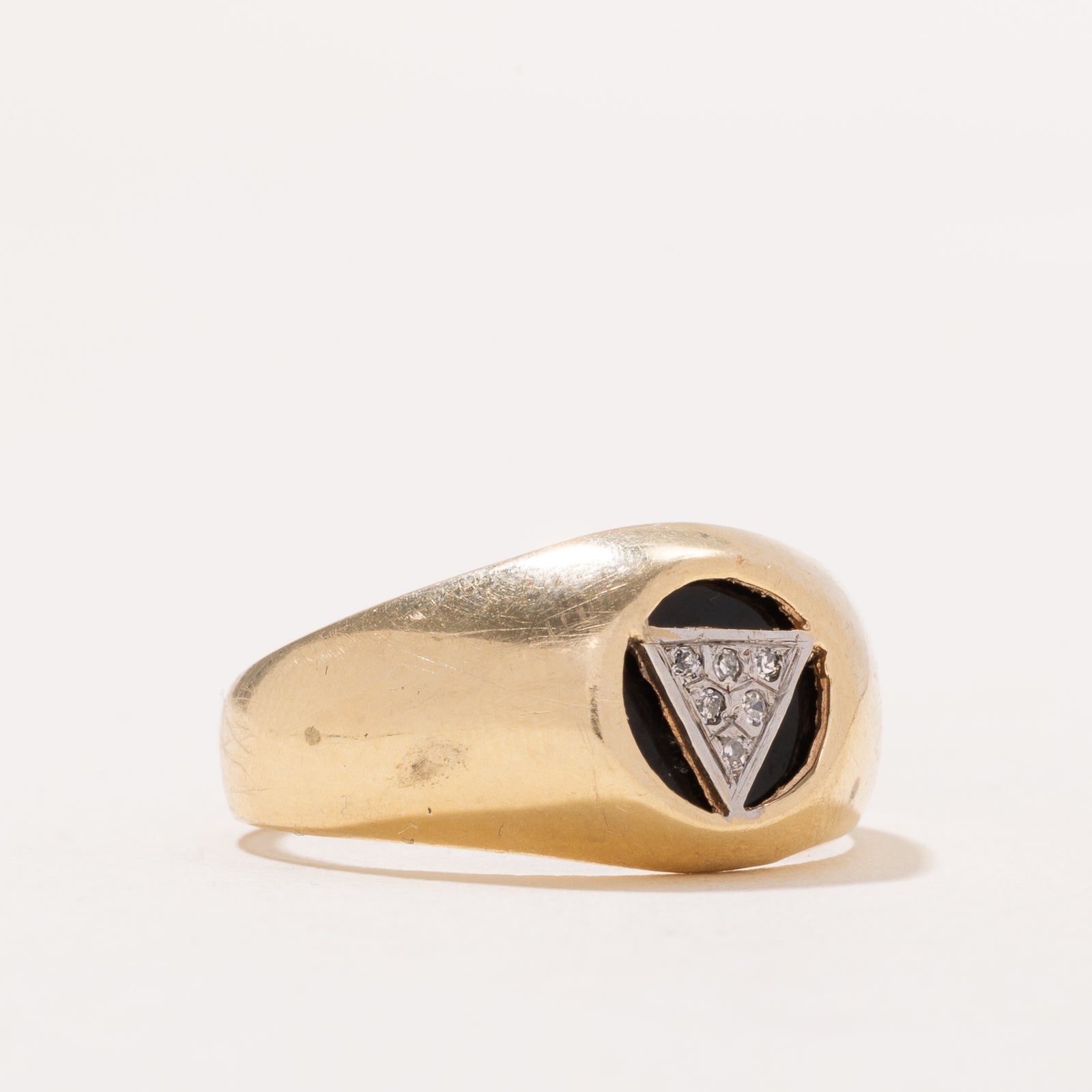 Onyx and Diamond Signet Ring for Men - 1.00ct Black Onyx with 0.03ctw Diamond Accents - Size 8 - Elegant Statement Jewelry for Weddings, Gifts & Special Occasions