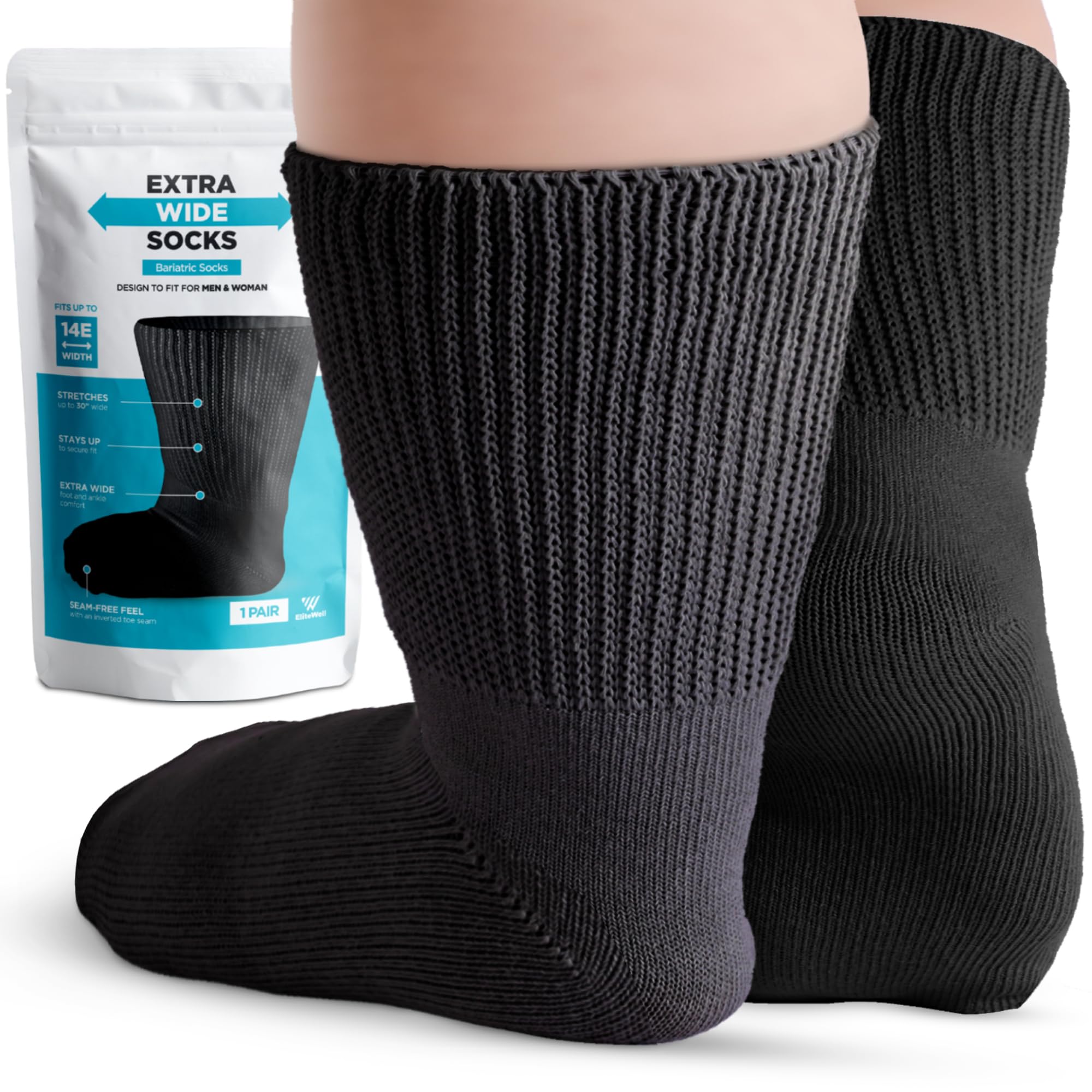Bariatric Socks for Women - Extra Wide Diabetic & Lymphedema Socks for Swollen Feet - Non-Binding Comfort Socks - Ideal for Circulation, Edema, and Post-Surgery Recovery