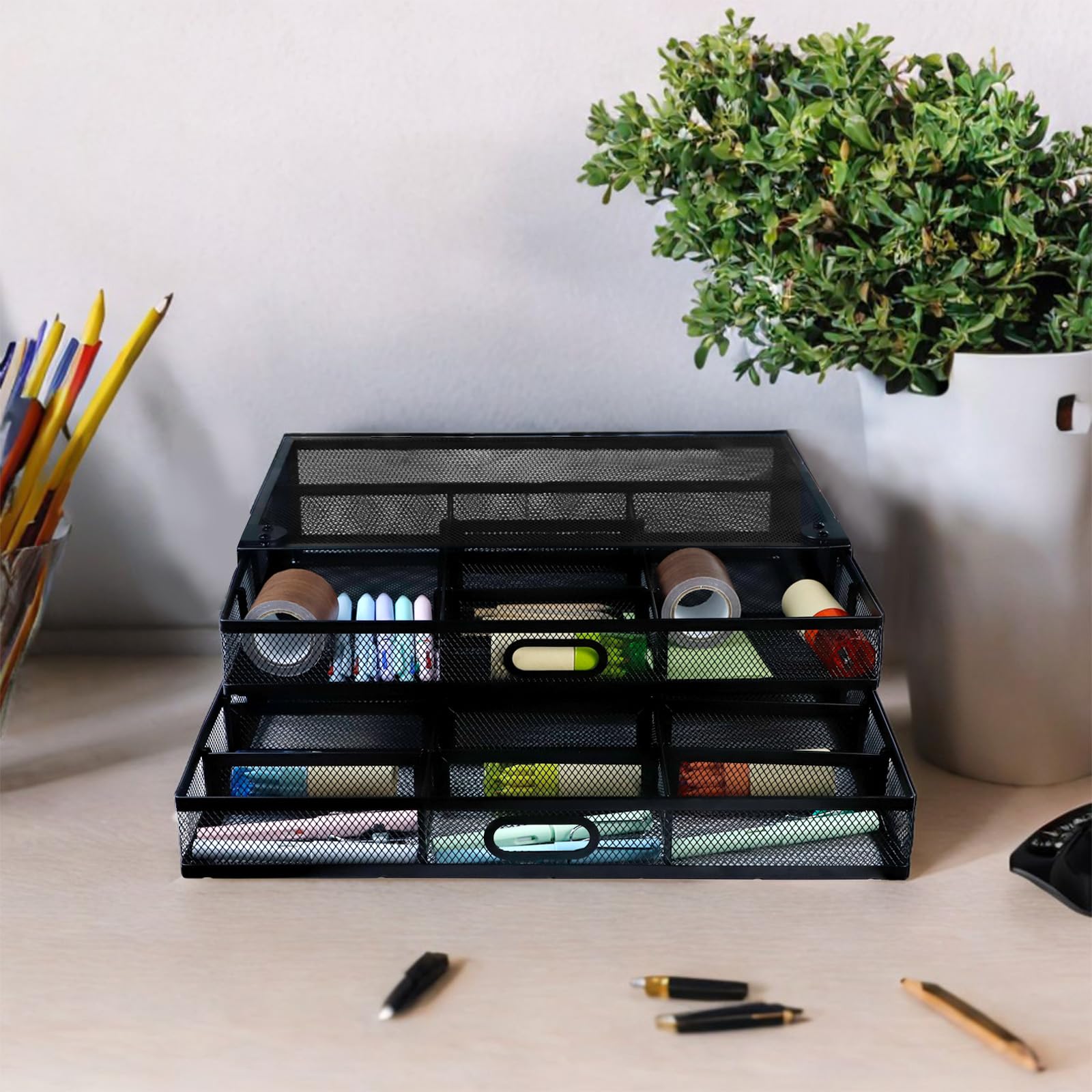 Under Desk Drawers - No Drill 2-Tier Slide Out Storage Organizer | Clamp-On Large Capacity Desktop Drawer for Office, School & Home | Perfect for Storing Stationery, Files & Office Supplies