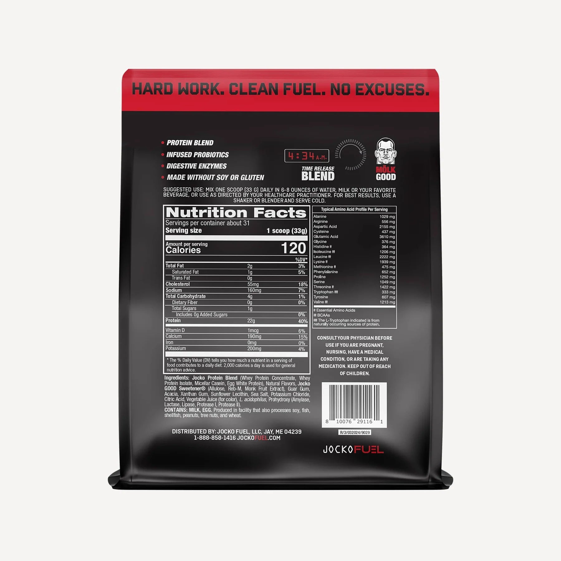 JOCKO Mölk Protein Powder - Grass Fed Whey Protein Isolate & Concentrate, 31 Servings (Chocolate Flavor) for Muscle Recovery & Post-Workout Nutrition - Ideal for Gym, Fitness & Bodybuilding