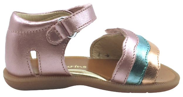 Naturino Girls Metallic Rainbow Sandals with Adjustable Hook and Loop Strap - Perfect for Summer Beach, Pool, and Outdoor Play