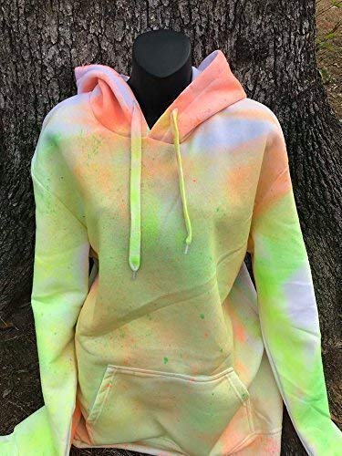 Unisex Tie Dye Hoodie - Lime Green & Neon Orange with Front Pocket | Winter Warm Pullover for Women & Teens | Perfect for Casual Wear, Gifts & Outdoor Activities