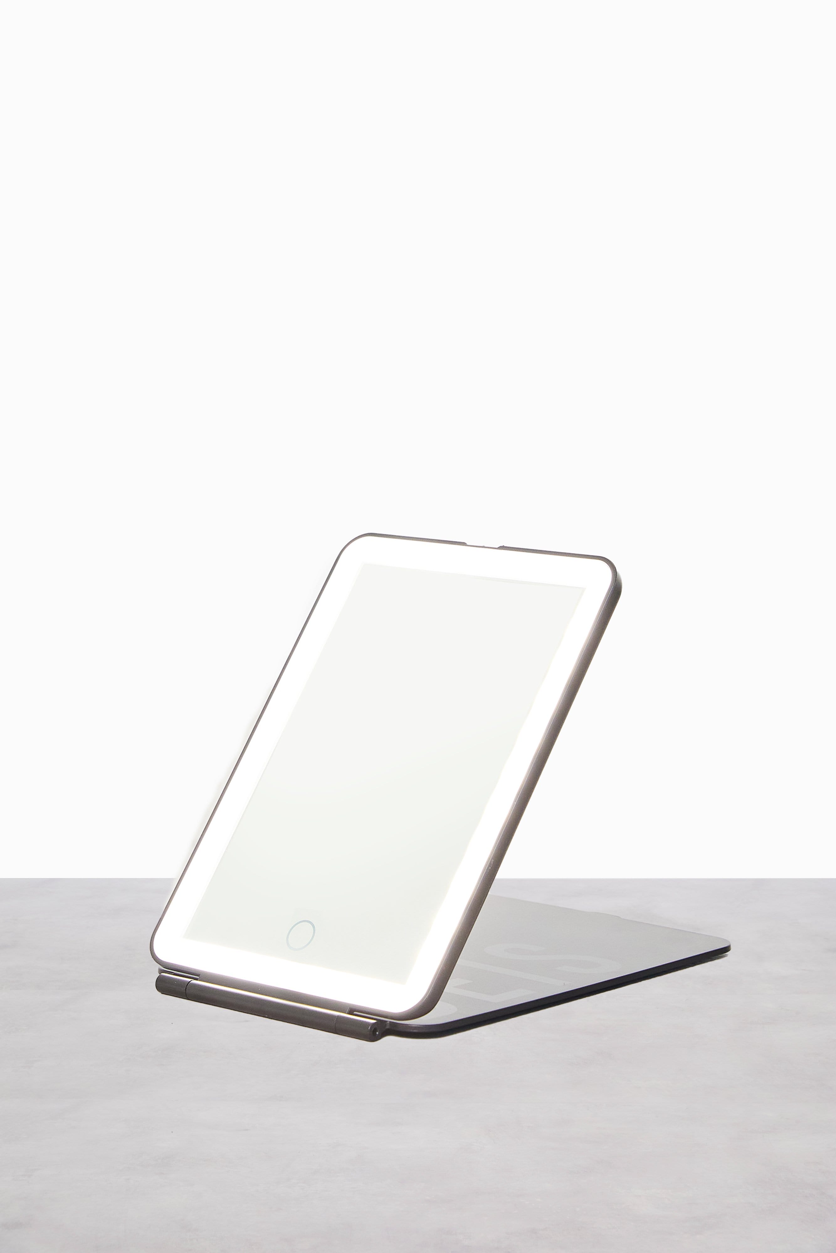 Lighted Travel Mirror with LED Lights - Portable Black Makeup Mirror for Vanity, Home, and Travel - Perfect for Makeup, Skincare, and Grooming On The Go