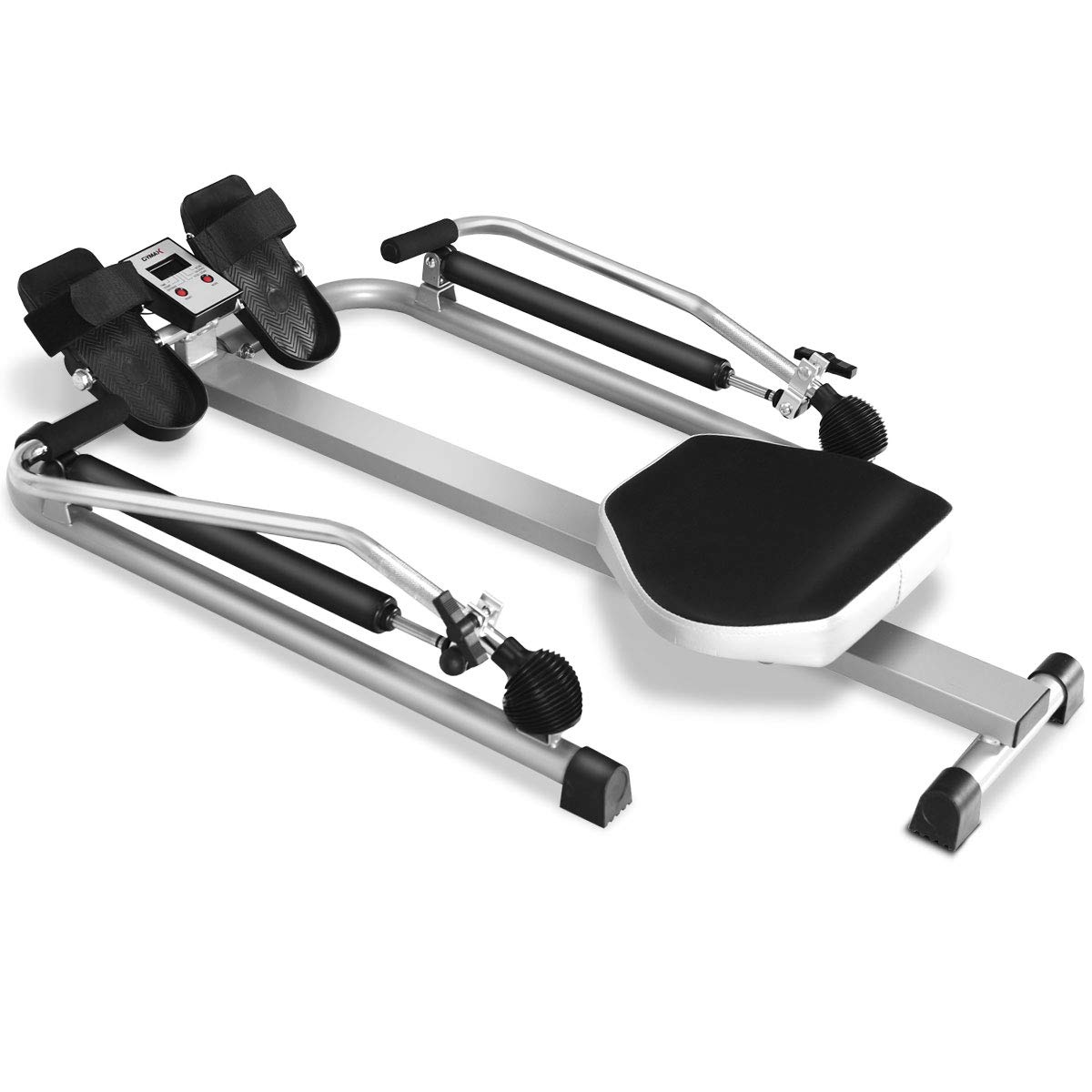 GYMAX Hydraulic Rowing Machine for Home Workout - 265LBS Weight Capacity, Adjustable Resistance up to 110lbs with LCD Monitor - Compact Full Motion Rower for Cardio & Strength Training - Perfect for Small Spaces & Home Gym Fitness