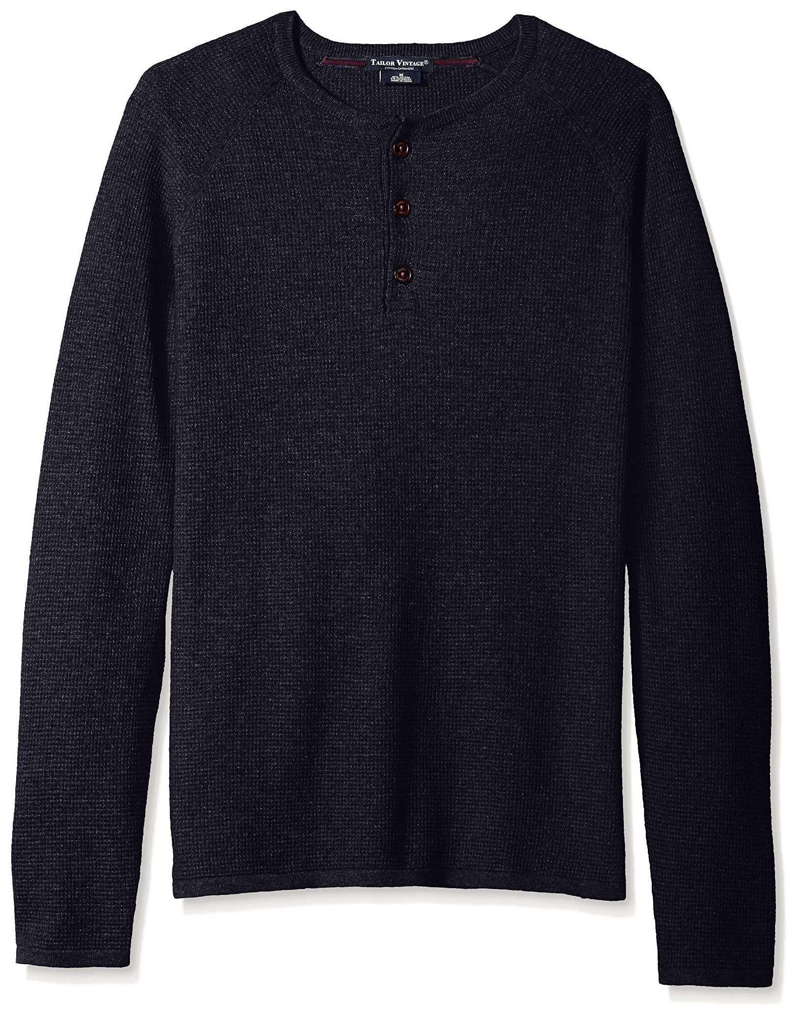 Vintage Men's Waffle Henley Sweater - Army Green Long Sleeve Knit Pullover for Casual Wear, Fall & Winter Layering, Outdoor Activities
