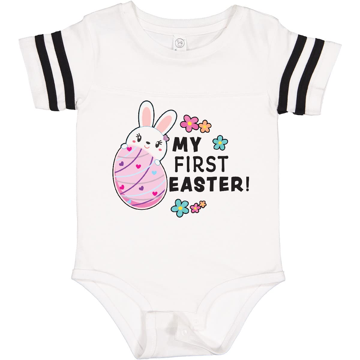 Inktastic My First Easter with Bunny Behind Egg Baby Bodysuit - Cute Easter Outfit for Newborns & Infants - Perfect for Easter Photos, Family Gatherings & Holiday Celebrations