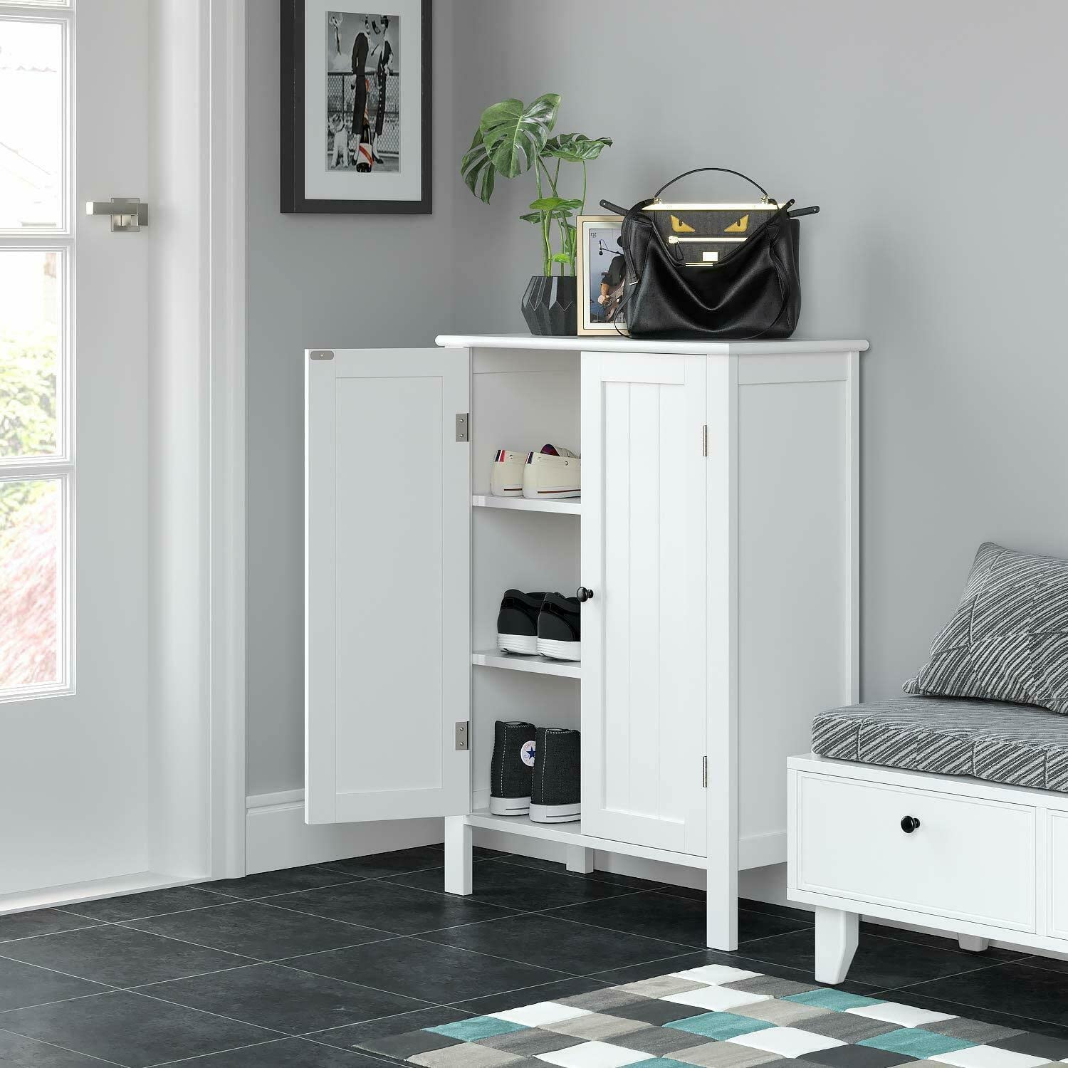 Manoch 6-Drawer Fabric Dresser Organizer - White Storage Cabinet for Bedroom, Closet & Kitchen - 22.8 x 11 x 31.5 Inches - Perfect for Home Organization, Clothes Storage & Small Space Living
