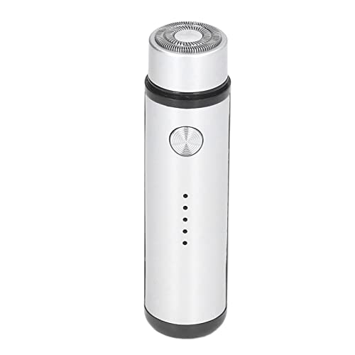 Portable Mini Electric Shaver for Men - Rechargeable Cordless Shaver with Dual Mesh Heads & LED Power Display - Perfect for Travel, Gym & Daily Grooming (Silver)