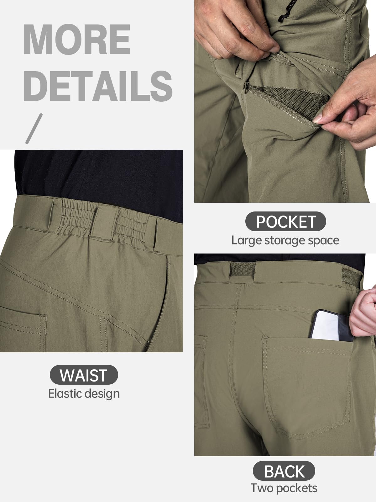 FREE SOLDIER Men's Tactical Hiking Pants - Lightweight Waterproof Quick-Dry Outdoor Cargo Pants with Belt, Nylon Spandex Blend - Perfect for Hiking, Camping & Outdoor Adventures