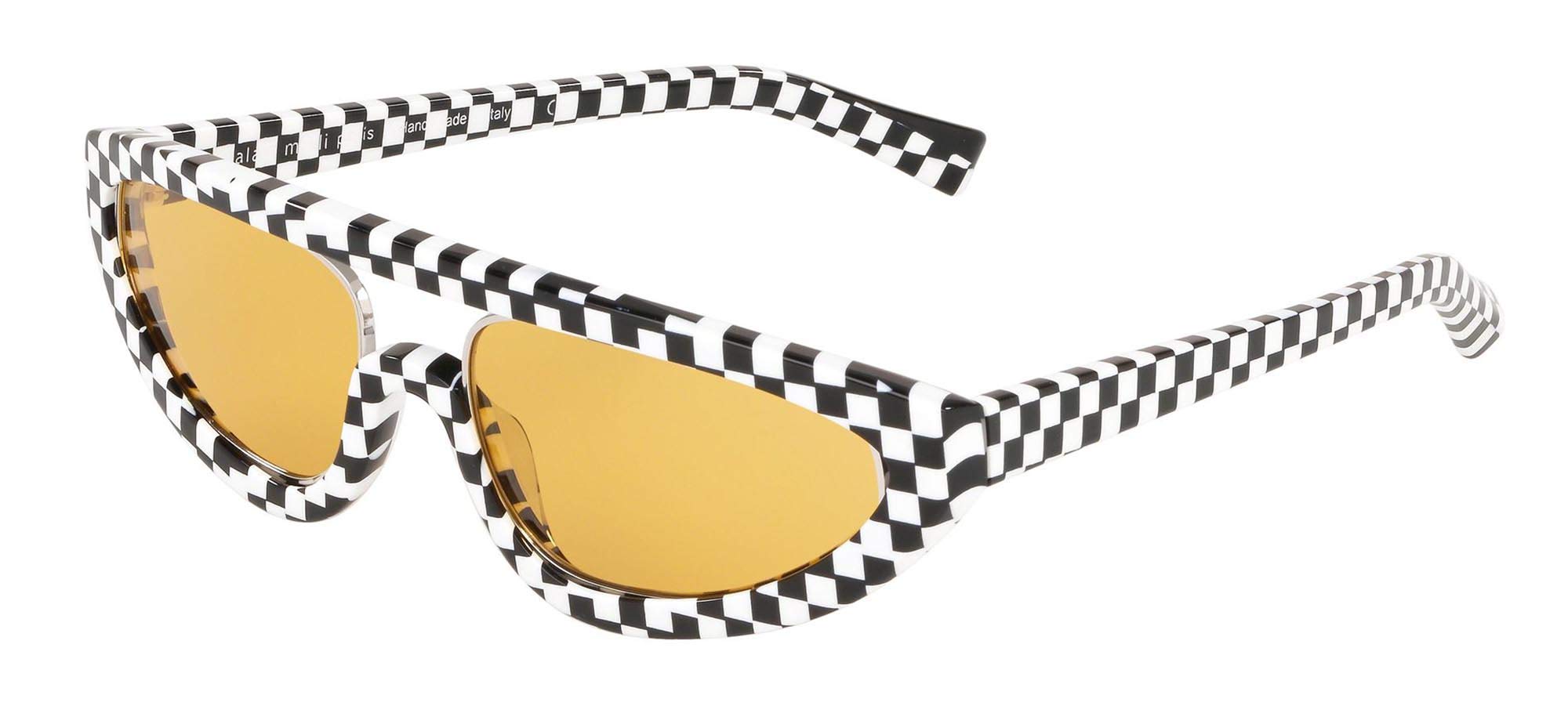 Aviator Sunglasses A 5047 005/85 - Black & White Damier Pattern Polarized UV Protection - Perfect for Driving, Beach & Outdoor Activities