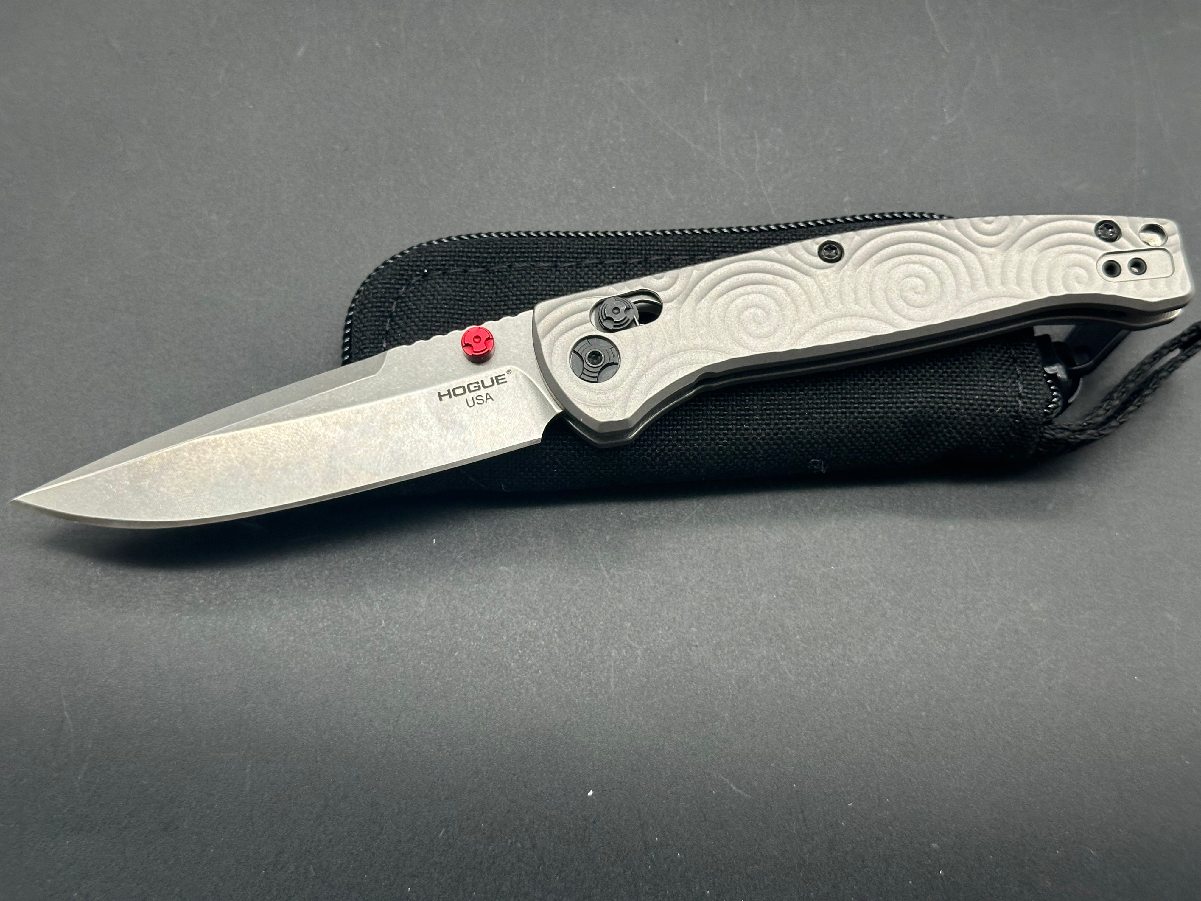 Hogue Mysto Manual Folding Pocket Knife - Titanium Handle & MagnaCut Steel Blade with Axis Lock - Clip Point Design (Model 24491) - Perfect for EDC, Camping, Hunting, and Outdoor Adventures