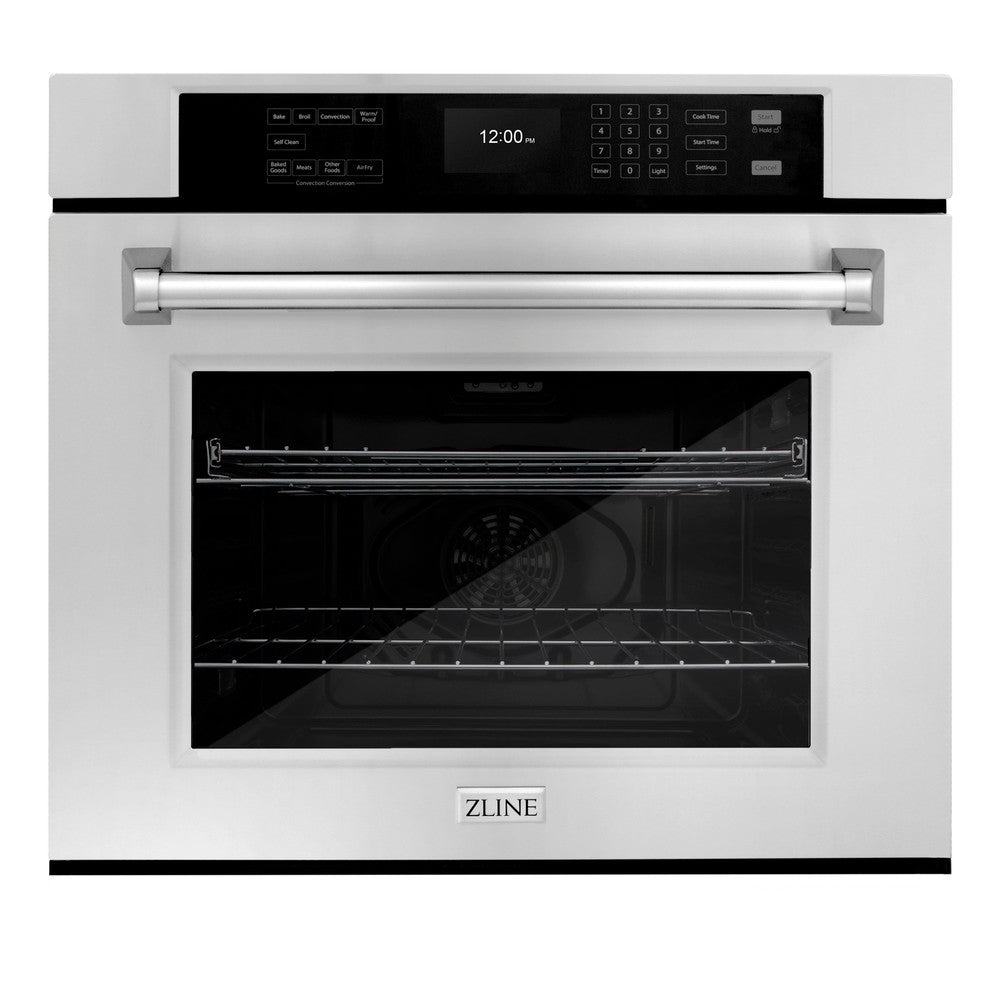 ZLINE 30 Inch Stainless Steel Professional True Convection Wall Oven with Air Fry & Self-Clean - Perfect for Home Chefs & Modern Kitchens (WAS 30)