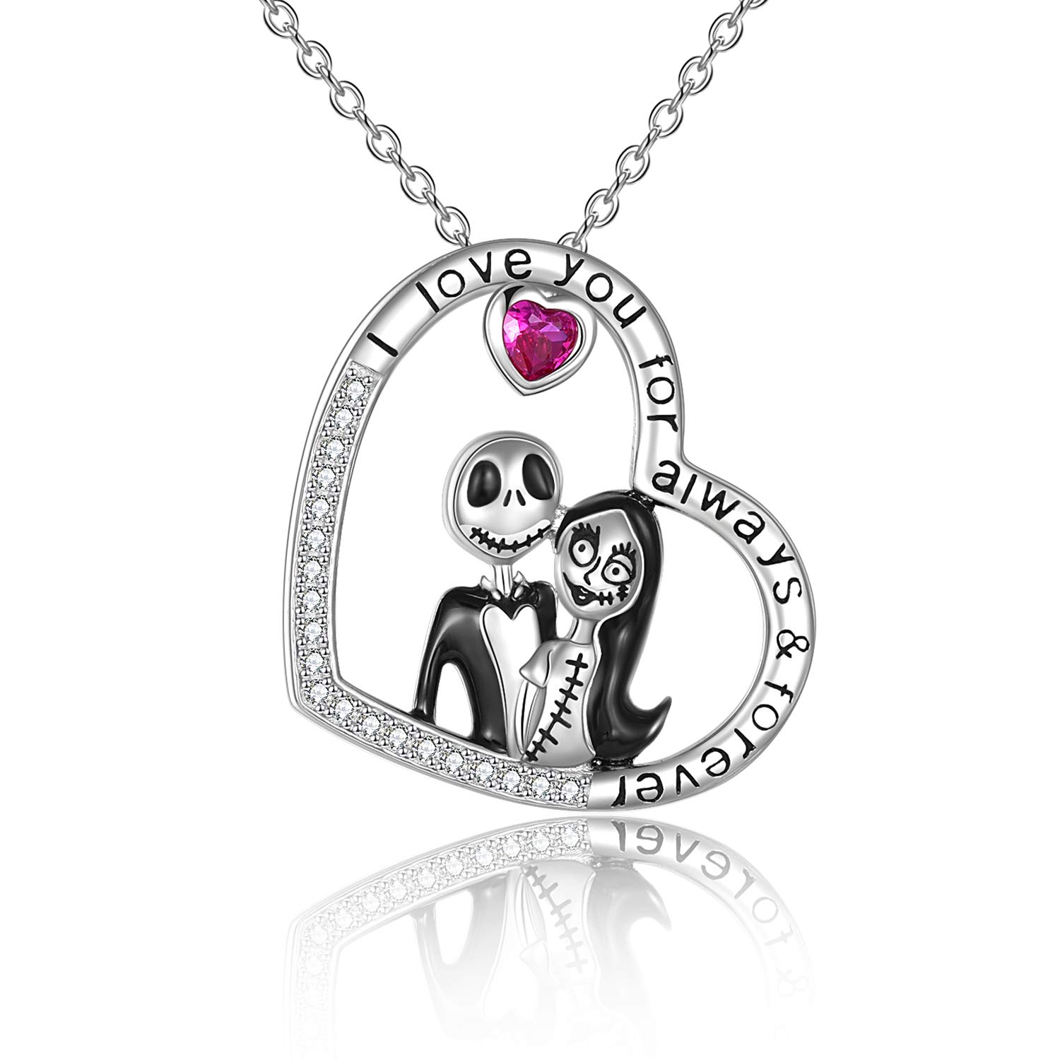 ONEFINITY Sterling Silver Skull & Infinity Heart Pendant Necklace - Gothic Jewelry Gift for Women, Wife, Daughter - Perfect for Birthday, Anniversary & Halloween Costume Accessory