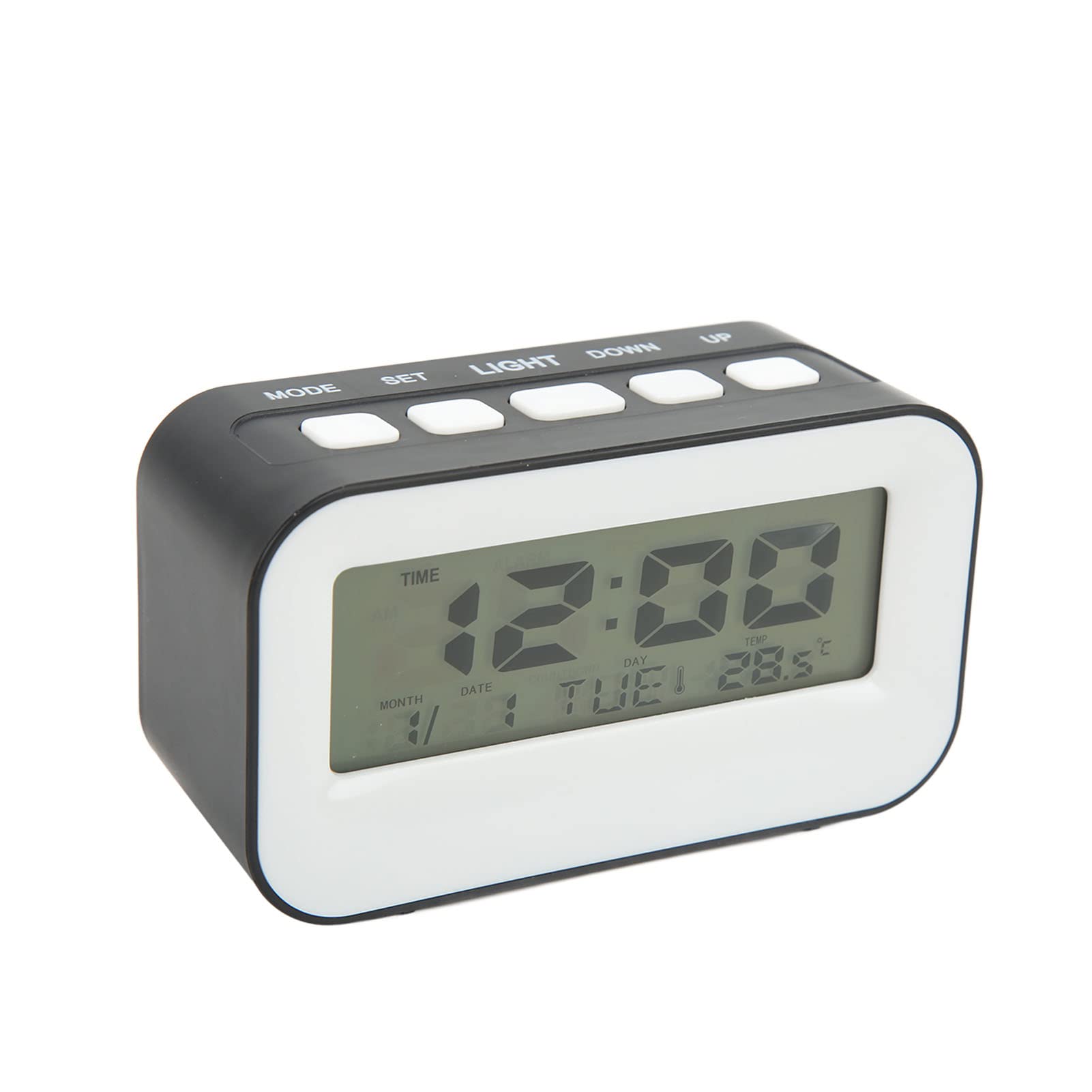 Qinlorgo Digital Alarm Clock with Snooze Function - Smart LED Display, Adjustable Volume, Battery Backup - Perfect for Bedroom, Office, School, Travel (Black)