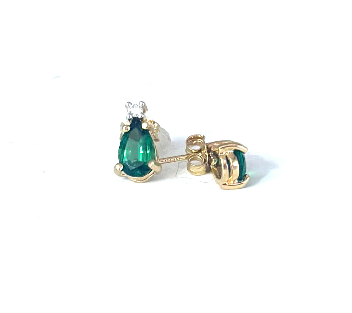 14K Gold Emerald Pear Stud Earrings for Women - Dainty Green Gemstone Jewelry Gift for Birthday, Anniversary & Special Occasions