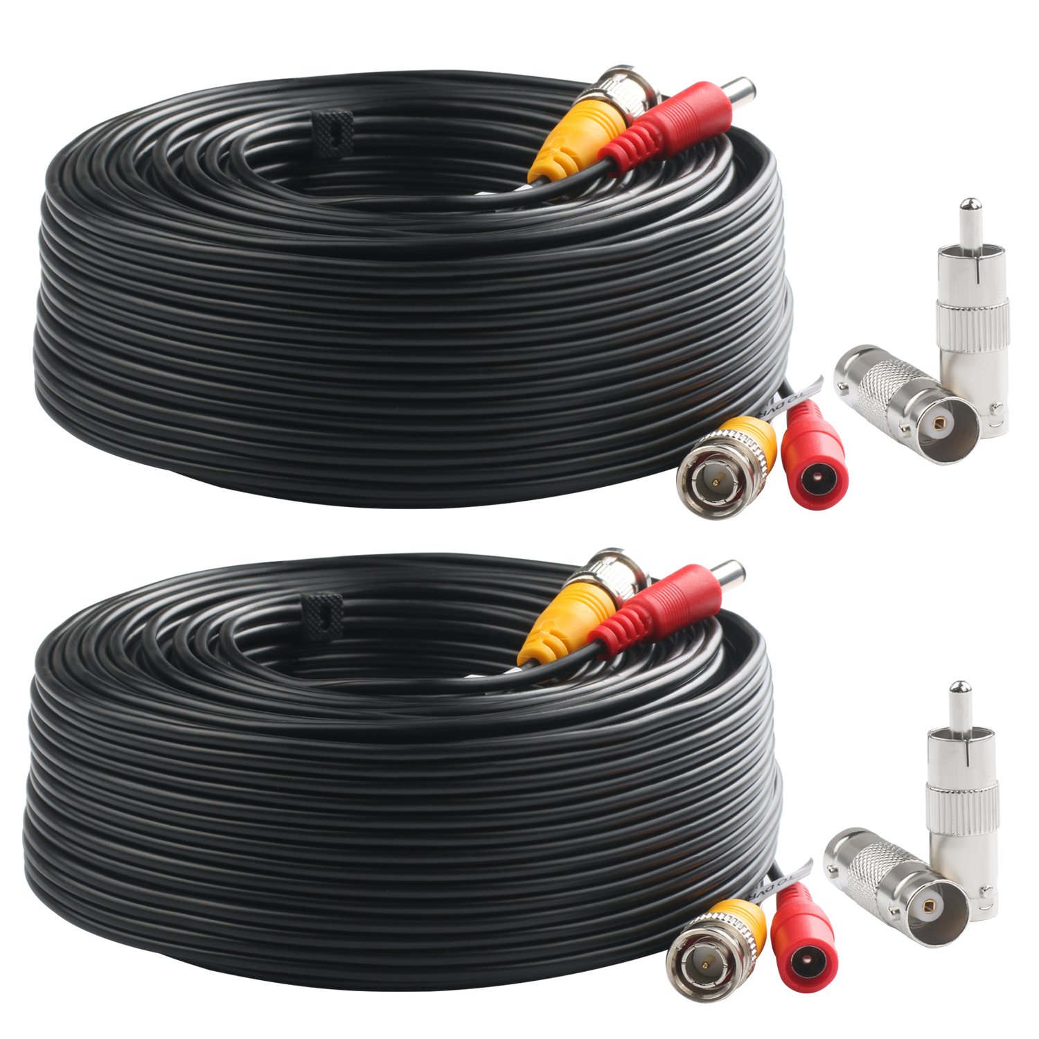 Postta BNC Video Power Cable (2 Pack 130ft) for CCTV DVR Security Cameras - Outdoor Surveillance System