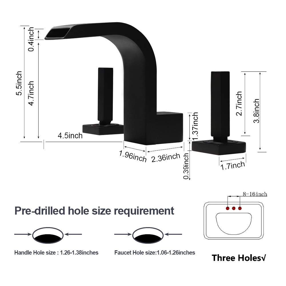 8 Inch Widespread Bathroom Faucet - Matte Black 3 Hole High Arc Basin Mixer Tap with 2 Handles for Bathroom Vanity Sink (Perfect for Modern Home Decor & Spa-Style Bathroom Renovations)