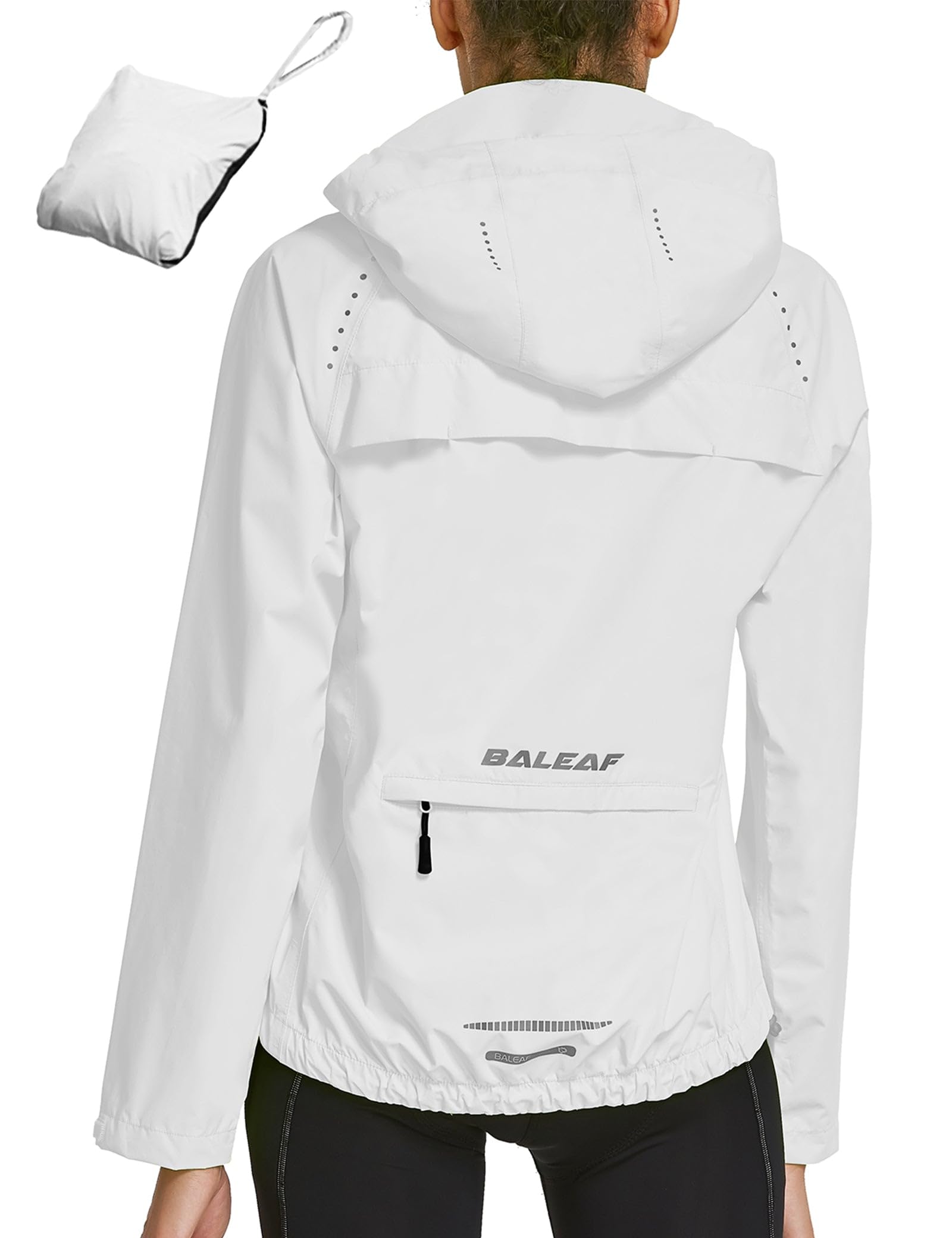 BALEAF Women's Waterproof Windbreaker Jacket - Lightweight Packable Raincoat with Hood & Reflective Strips for Running, Cycling, Hiking & Outdoor Activities