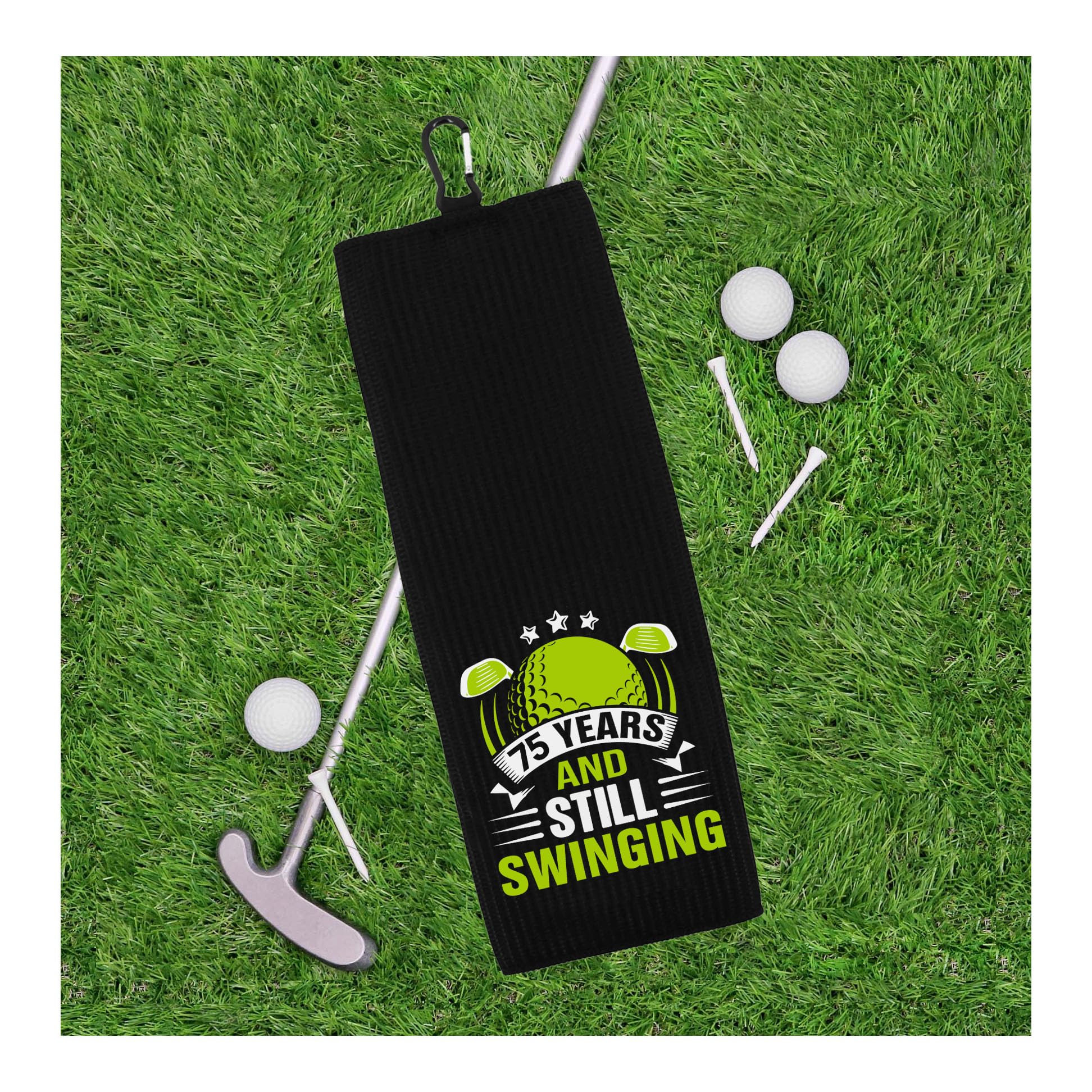 75th Birthday Gift for Grandpa & Dad - 100% Microfiber Waffle Weave Tri-Fold Golf Towel - Durable & Absorbent - Perfect for Golf Courses, Sports & Outdoor Activities