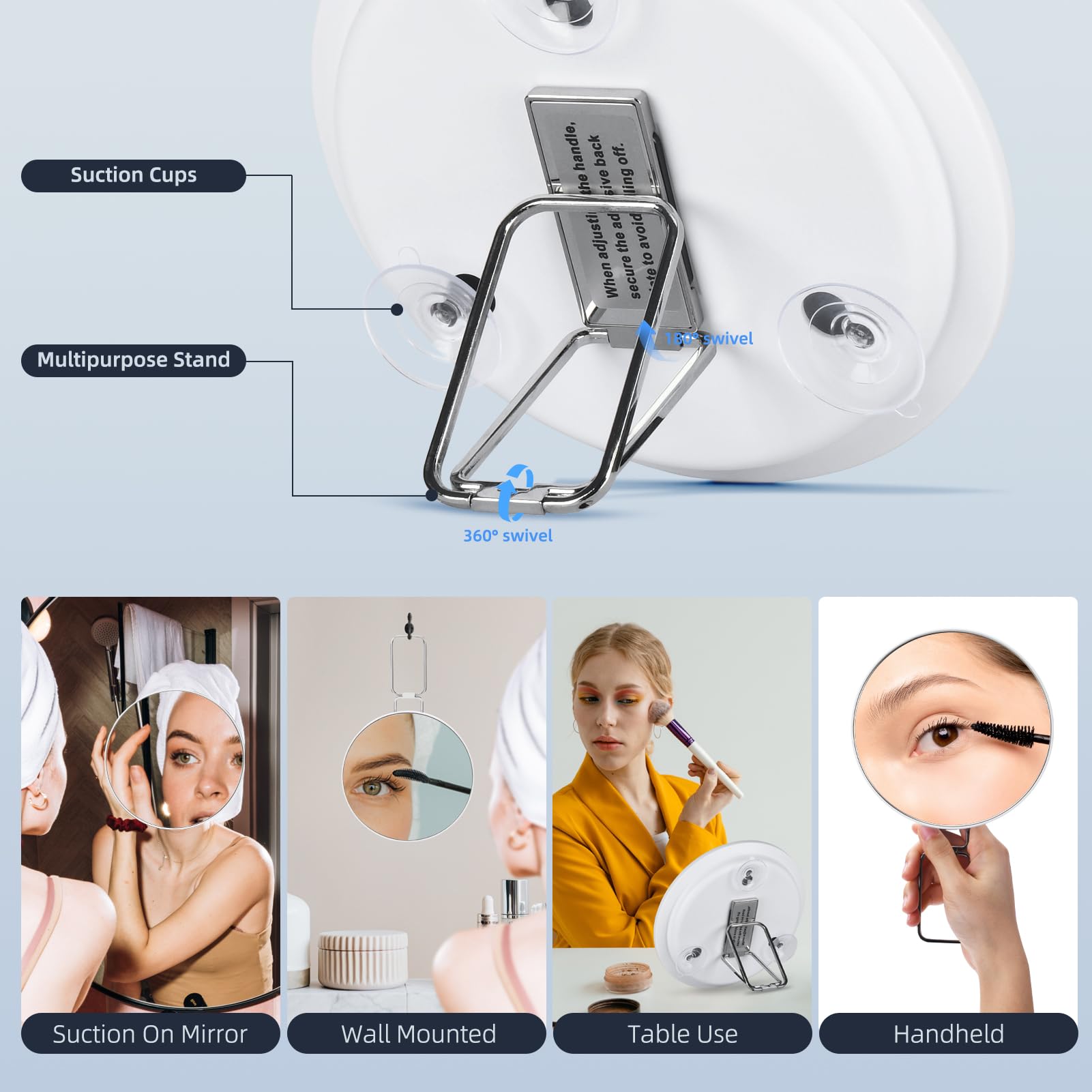 20X Magnifying Mirror with Table Stand & Suction Cups - 6